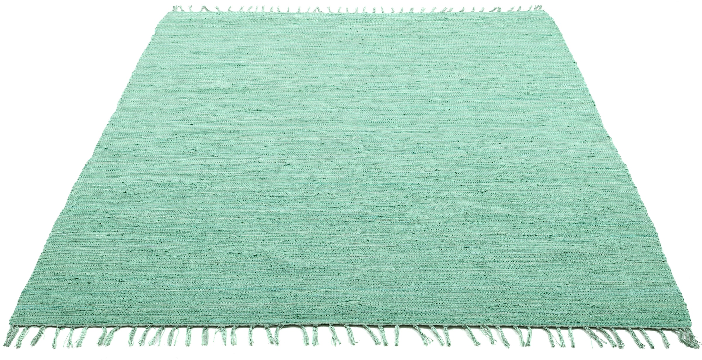 THEKO Teppich »Happy Cotton«, rechteckig, online Flachgewebe, Baumwolle, kaufen handgewebt, mit reine Handweb Teppich, Fransen