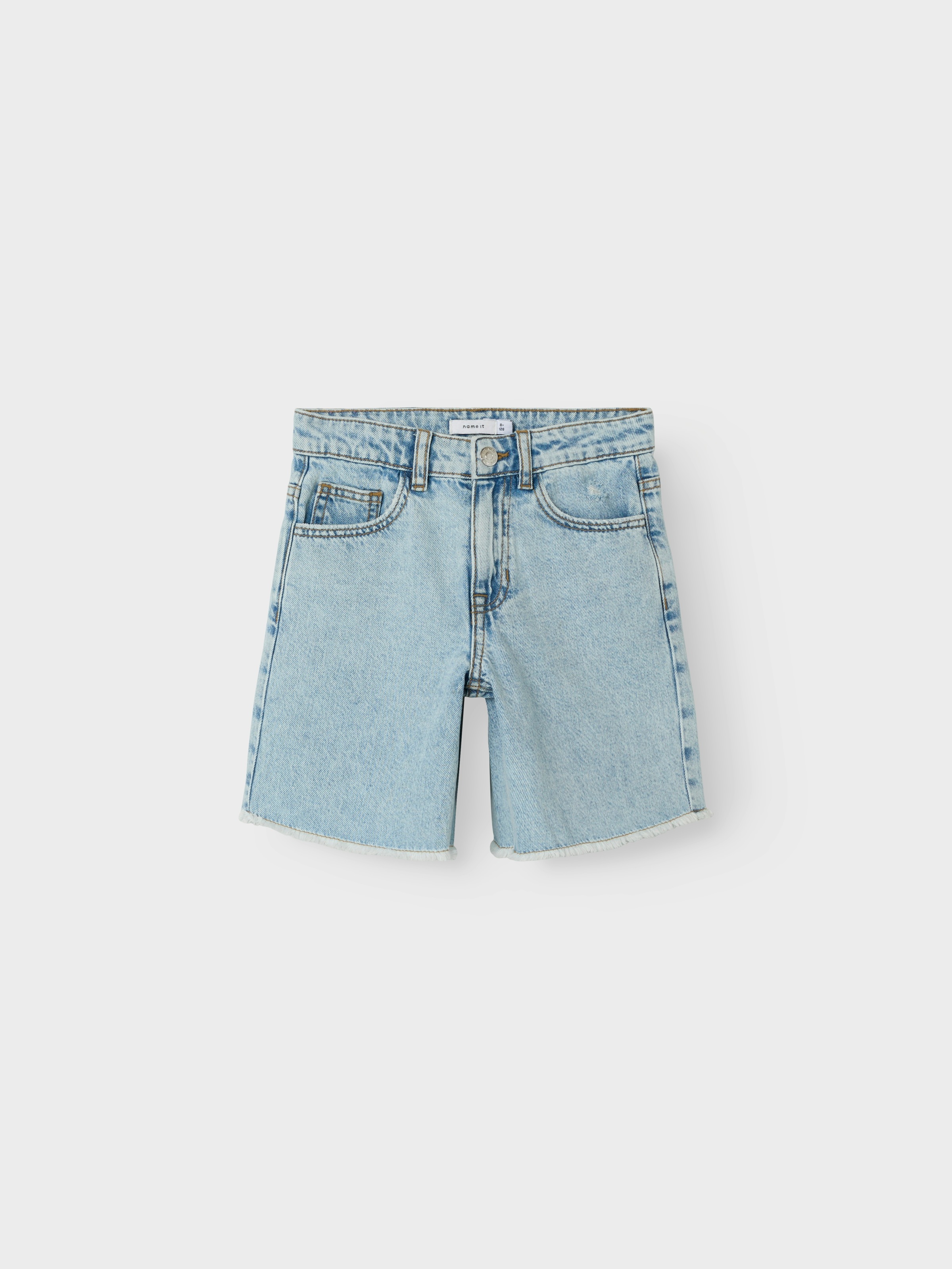 Name It Jeansbermudas »NKFBELLA HW WIDE DNM SHORTS 1488-BE NOOS« Baumwolle, ausgefranster Saum