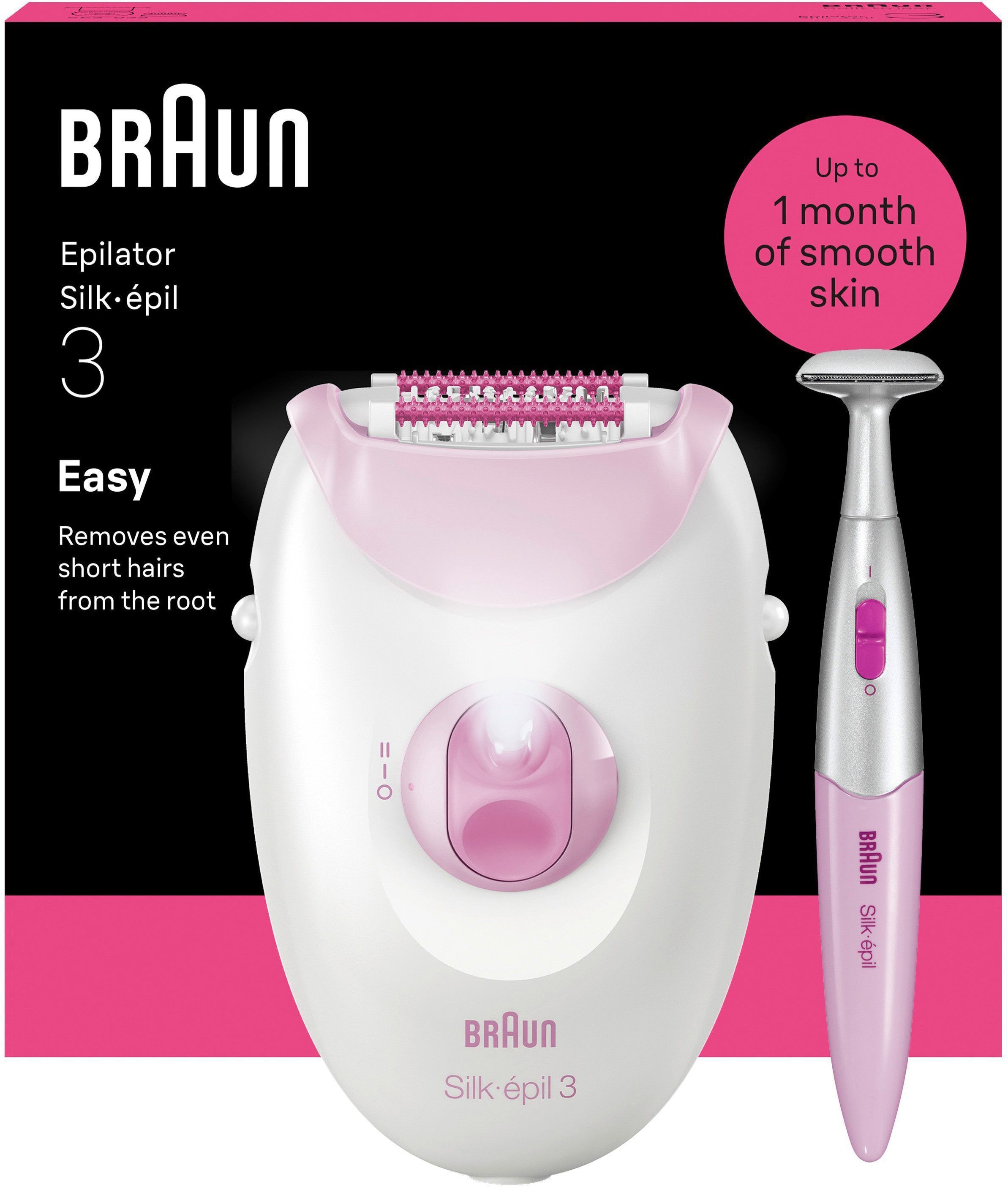 Braun Epilierer "Silk-épil 3 SE3-202" Langanhaltend glatte Haut, Inklusive Bikini-Trimmer, SmartLight