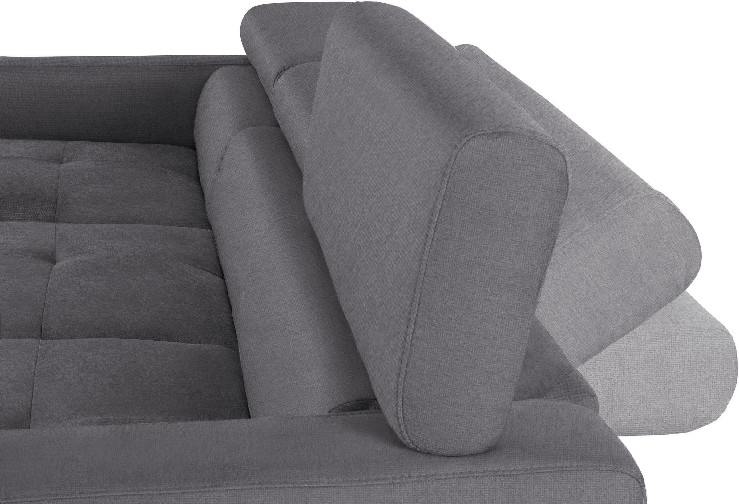 COTTA Polstergarnitur »Sammy L-Form«, (Set), Set bestehend aus: Ecksofa mit Kopfteilverstellung & Hocker