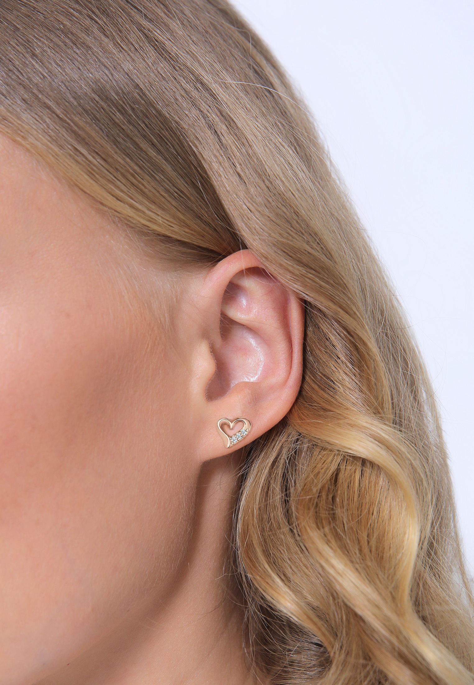 Elli DIAMONDS Paar Ohrstecker »Ohrringe Ohrstecker Herz Diamant Weiß (0.03 ct) 925 Sterling Silber«