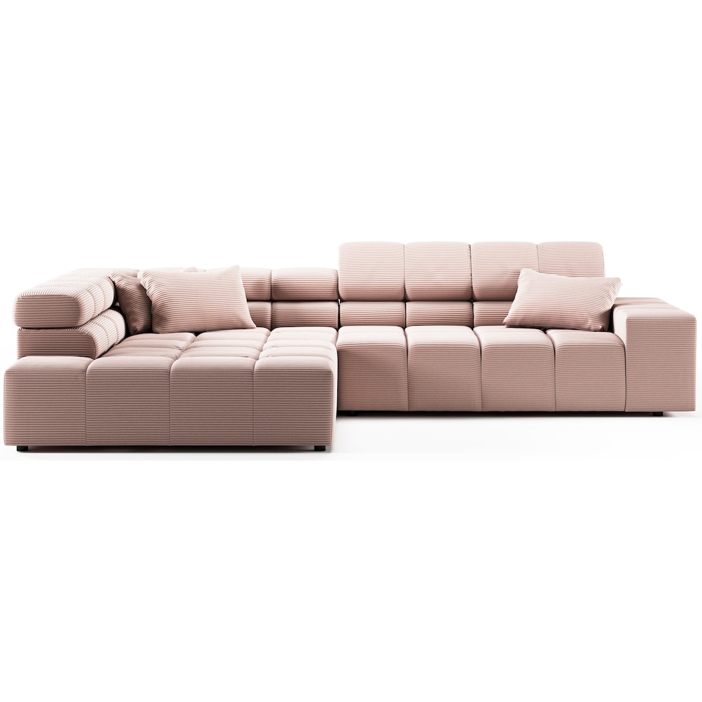 INOSIGN Ecksofa »Ancona incl. Kopfteilverstellung, Zierkissen B/T/H: 319/210/70 cm«