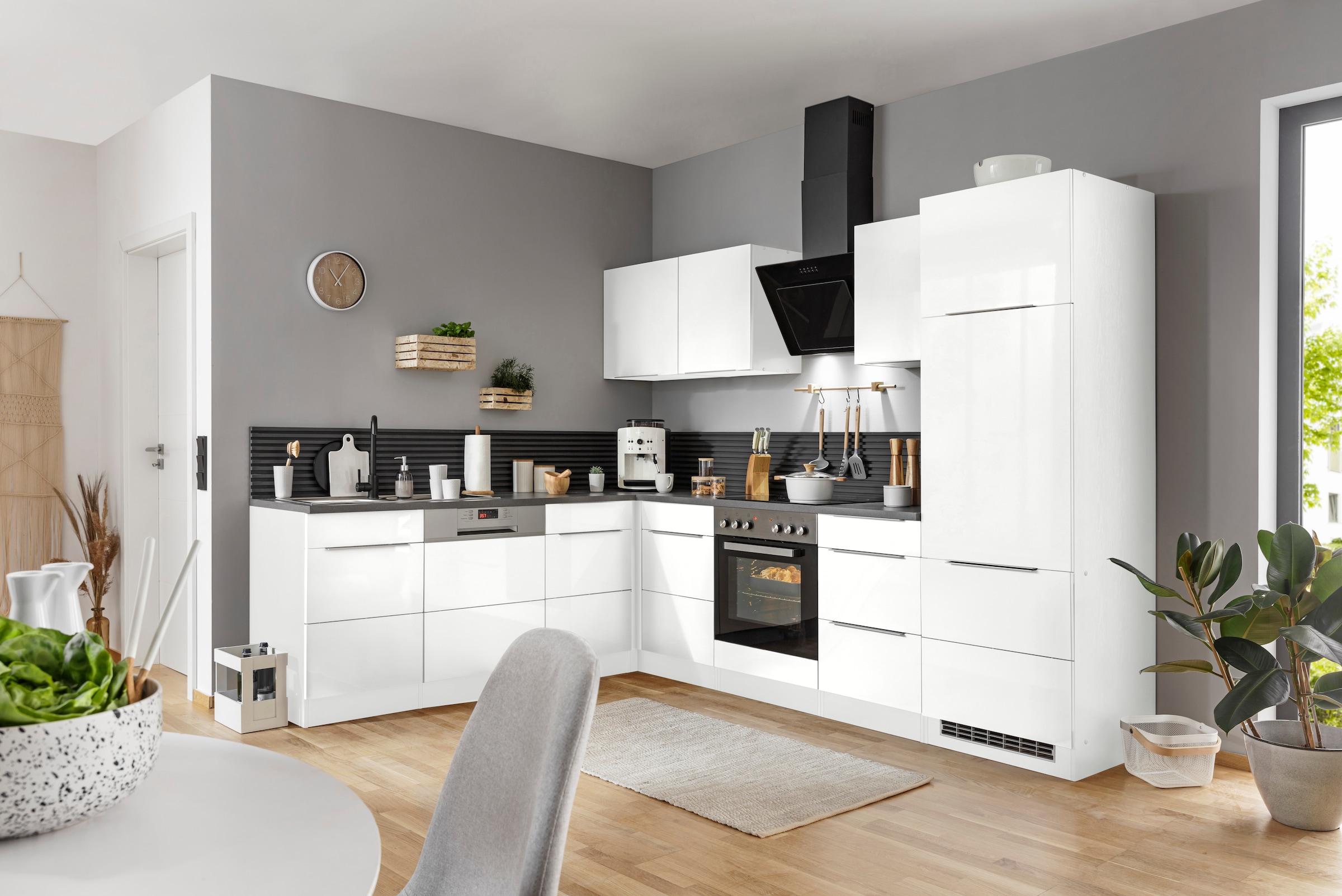 KOCHSTATION Winkelküche »KS-Brindisi«, Stellbreite 220/280 cm, wahlweise mit E-Geräten, mit MDF-Fronten