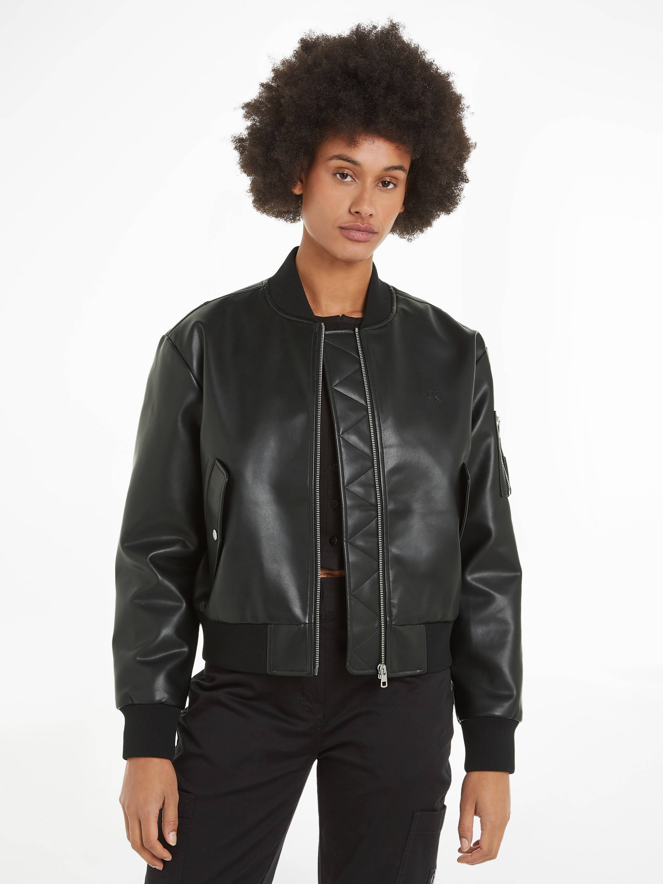 Collegejacke »FAUX LEATHER BOMBER JACKET«, mit Logoprägung