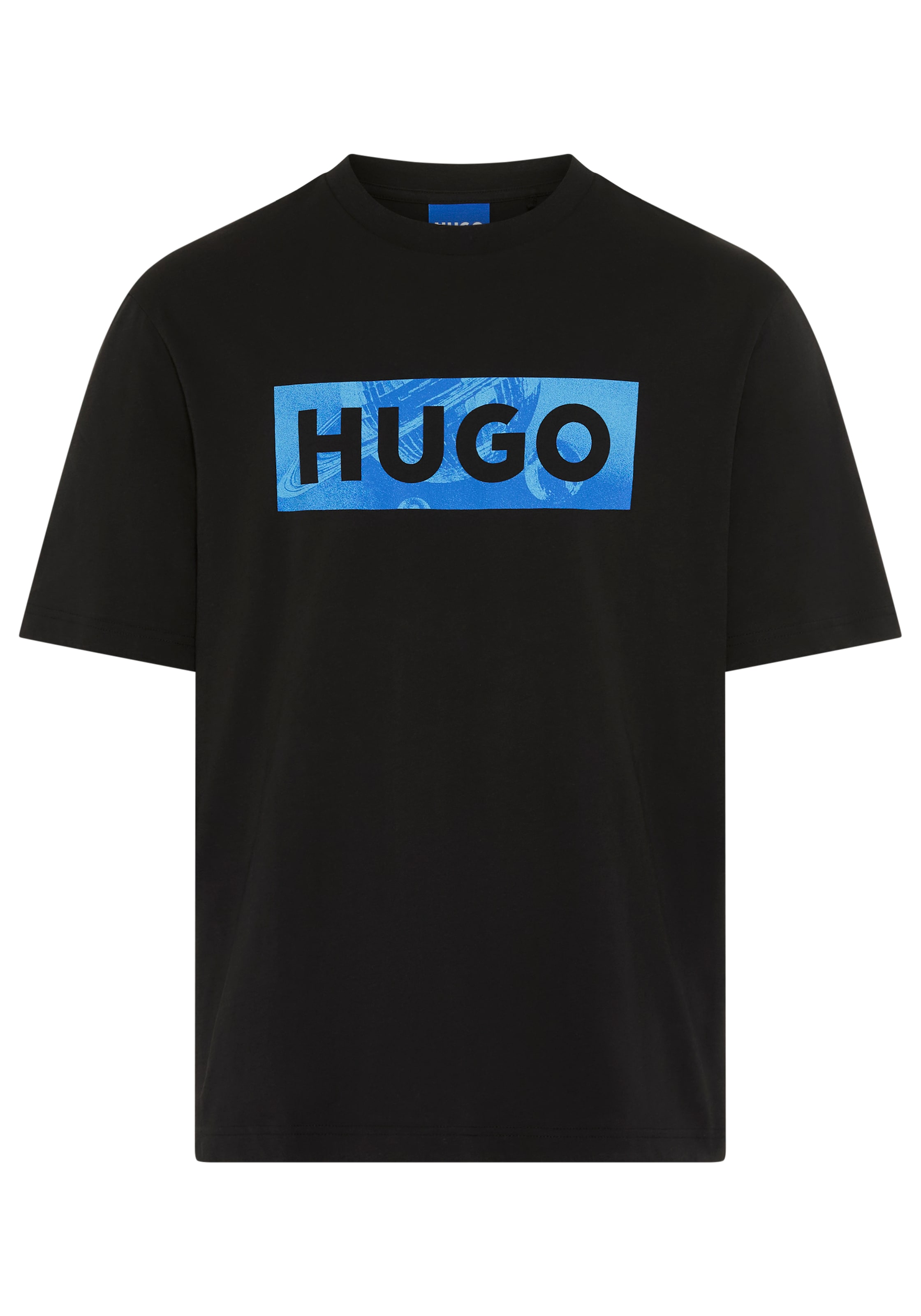 HUGO Blue T-Shirt Regula Fit, Rundhalsausschnitt, Logoprint, reine Baumwolle