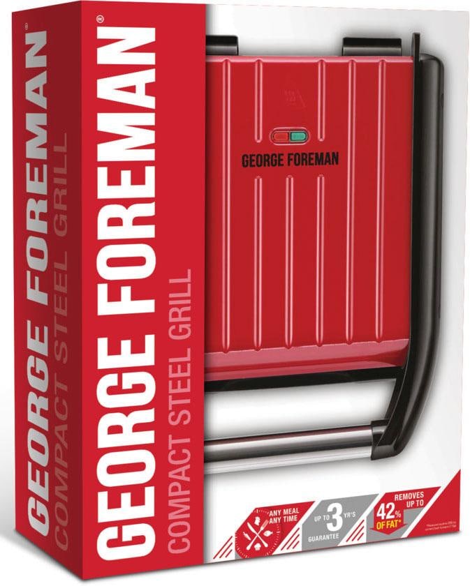 George Foreman Kontaktgrill »Steel Compact Fitnessgrill rot 25030-56«, 1200 W