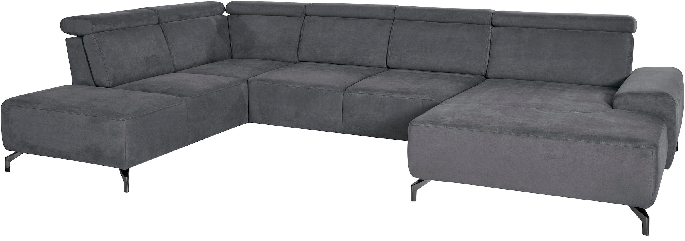 sit&more Wohnlandschaft »Gizeh U-Form«, 12 cm Fußhöhe, inklusive Sitztiefenverstellung und Kopfteilverstellung