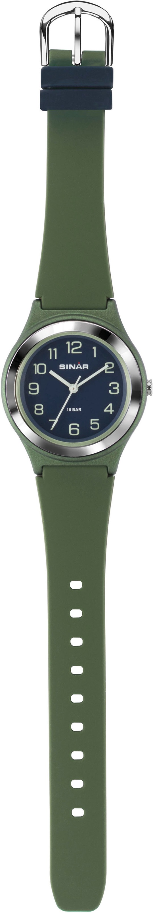 SINAR Quarzuhr, Armbanduhr, Damenuhr,Jugendliche, Silikonarmband, bis 10 bar wasserd.