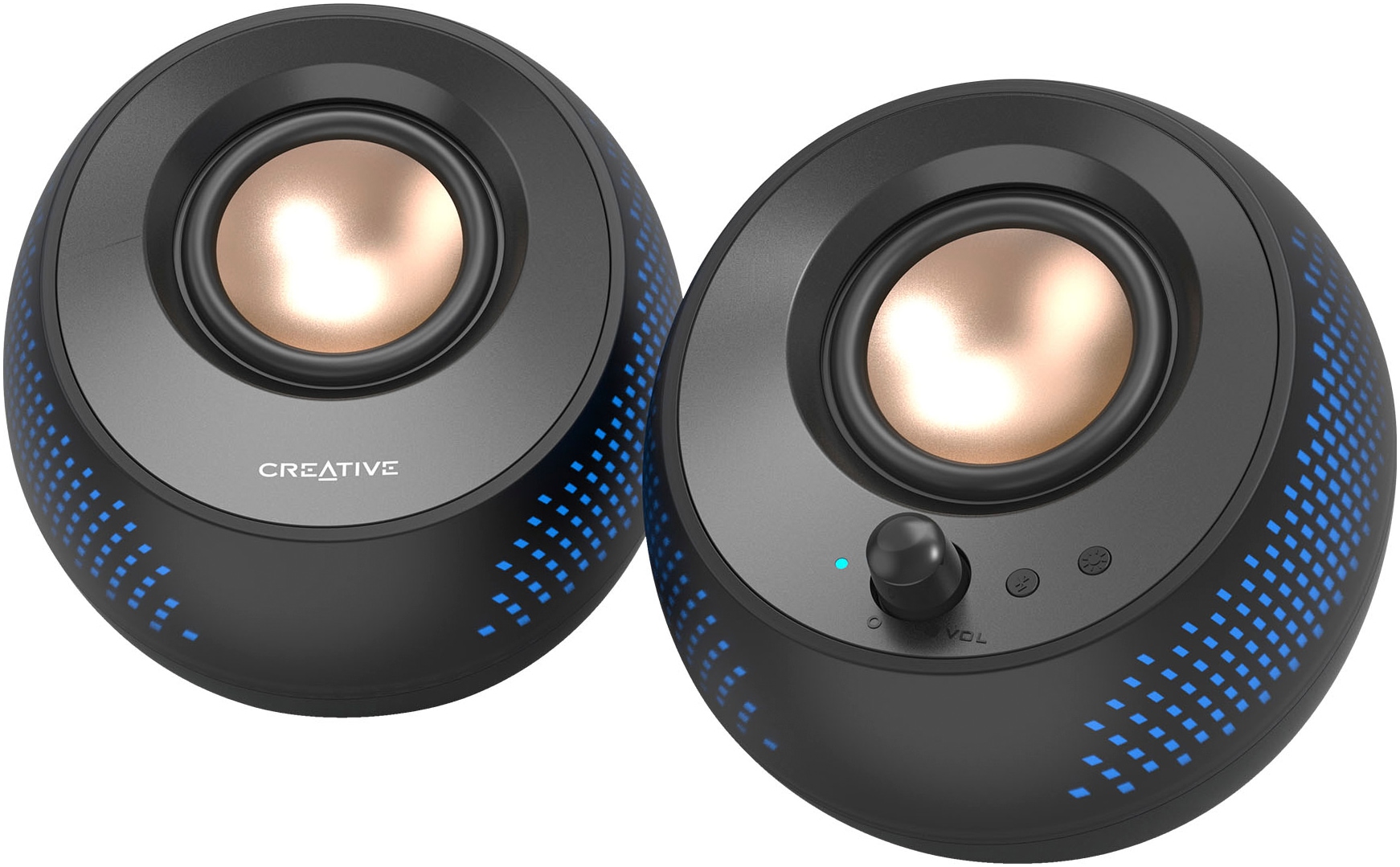 Creative PC-Lautsprecher »Pebble X 2.0, Bluetooth 5.3, USB-C, RGB-Beleuchtung«, Kabelloses Streaming