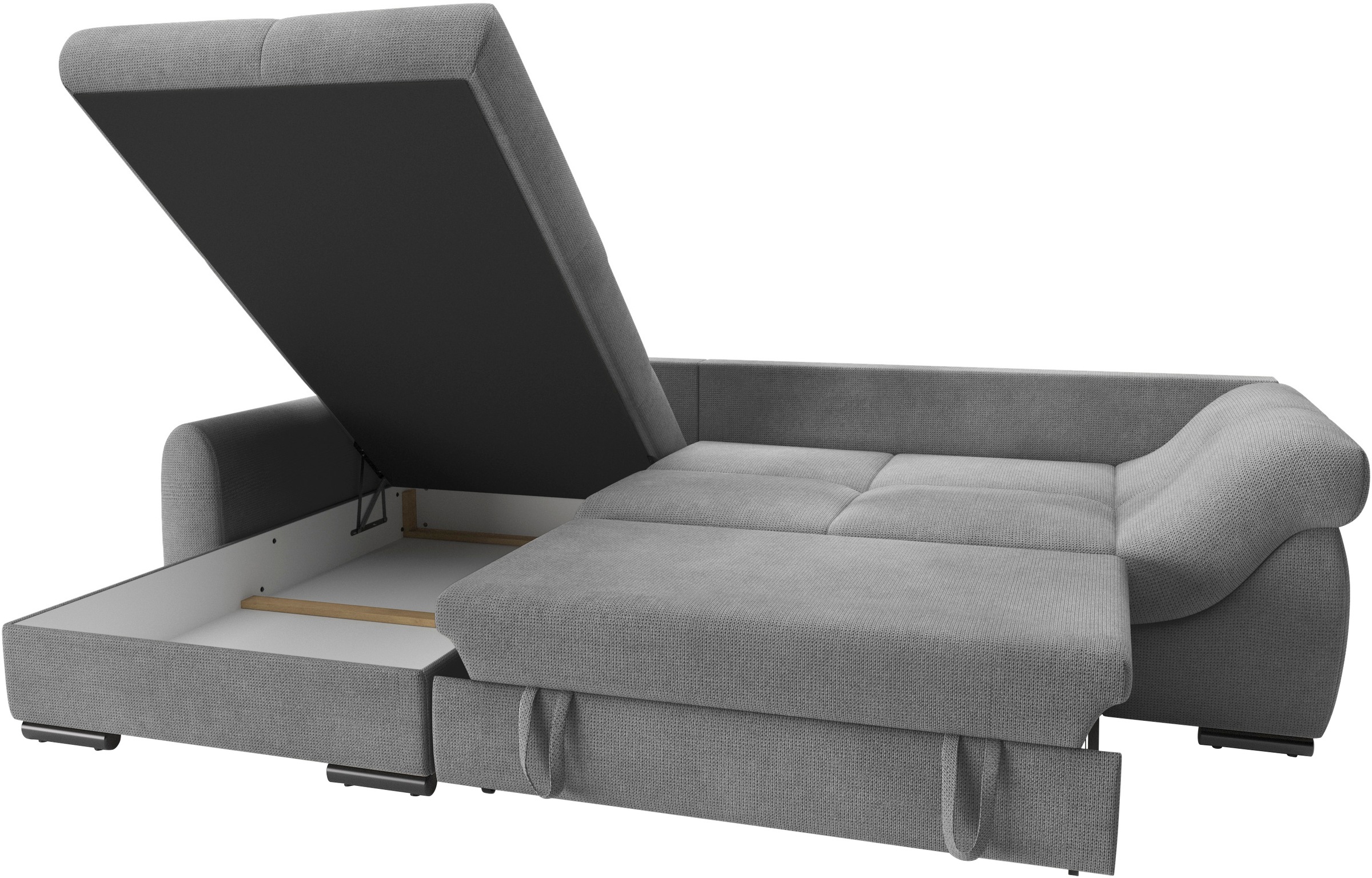 Mr. Couch Ecksofa »Livorno L-Form«, inkl. Hochschläfer-Bettauszug, XL-Bettkasten weiß beschichtet