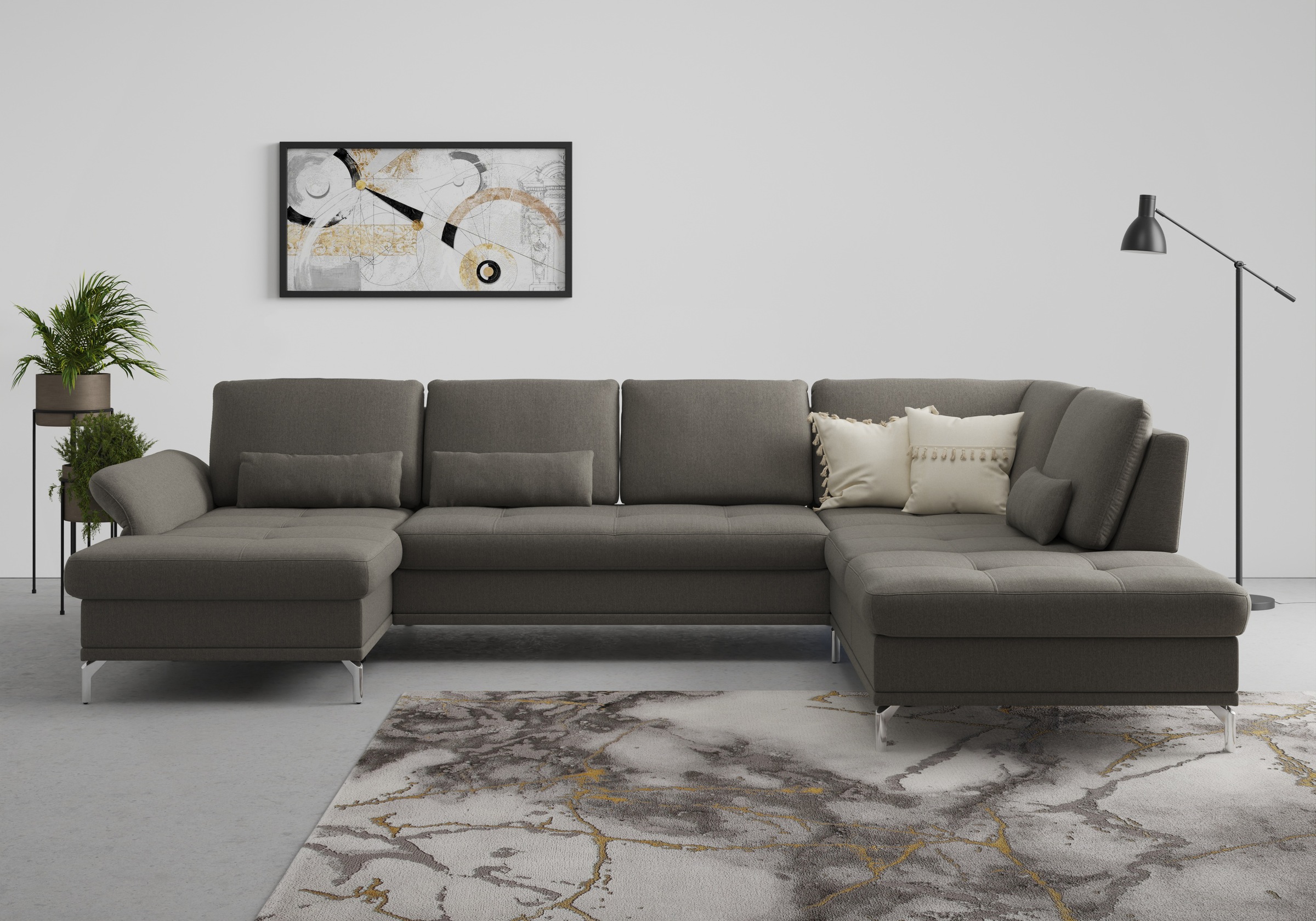 Home affaire Wohnlandschaft »Palm Beach U-Form« Federkern, mit Sitztiefenverstellung, wahlweise mit Bettfunktion