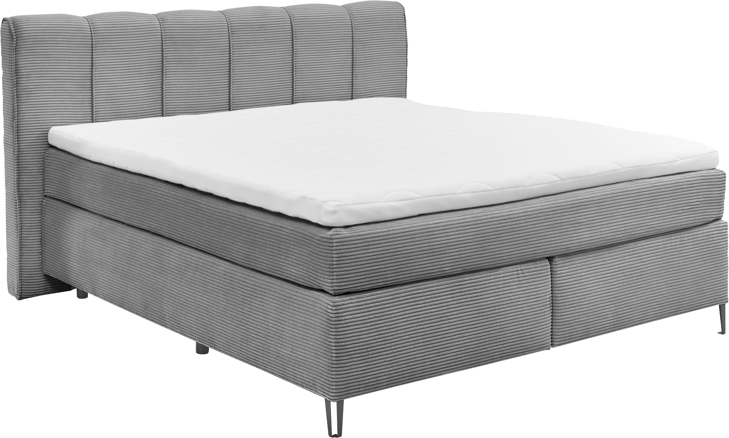 set one by Musterring Boxspringbett »Fairfield«, Metallfuß schwarz, Kopfteil mit Keder, Breite 160 oder 180 cm