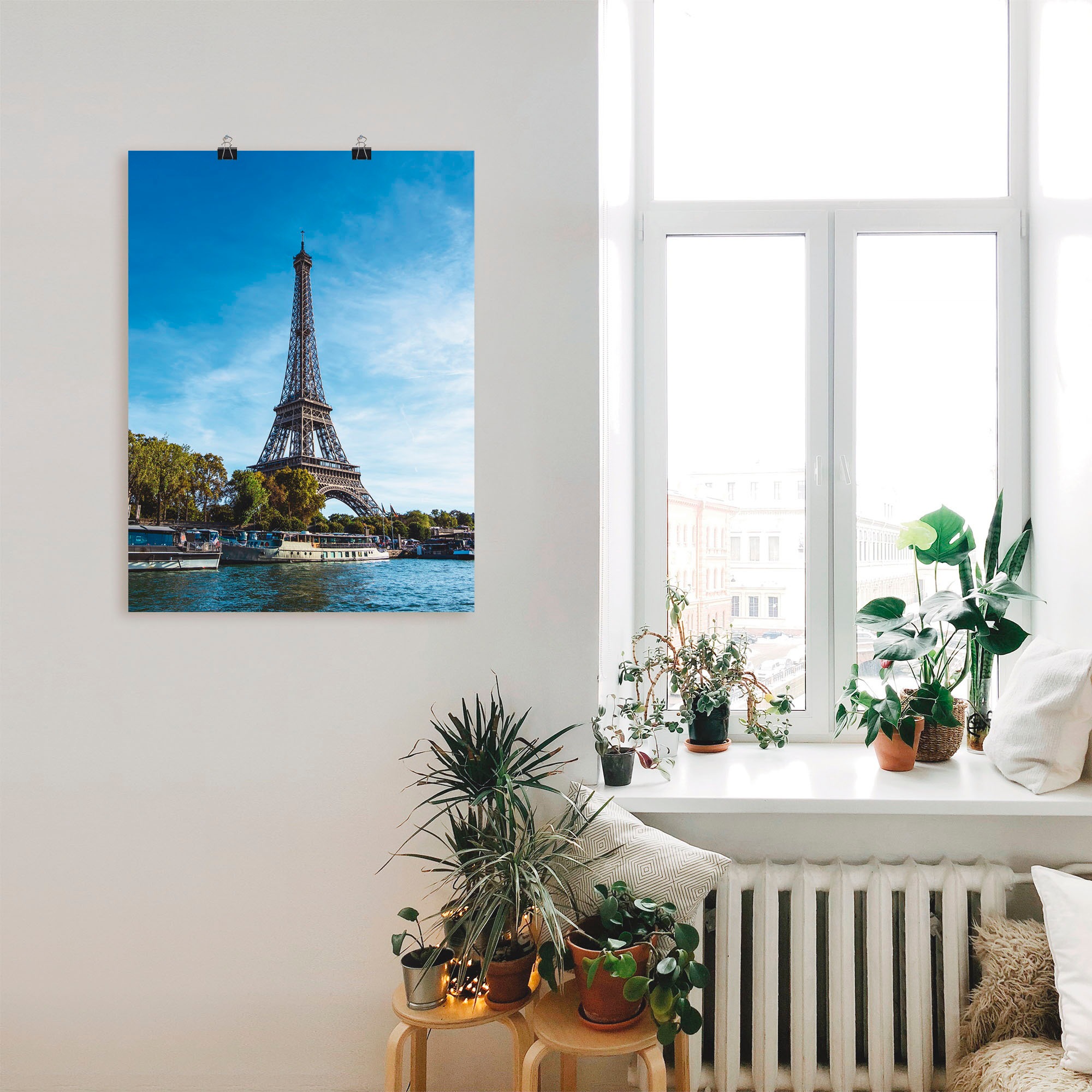 Artland Wandbild »Blick auf den Eiffelturm in Paris I«, Gebäude, (1 St.), als Alubild, Leinwandbild, Wandaufkleber oder Poster in versch. Größen