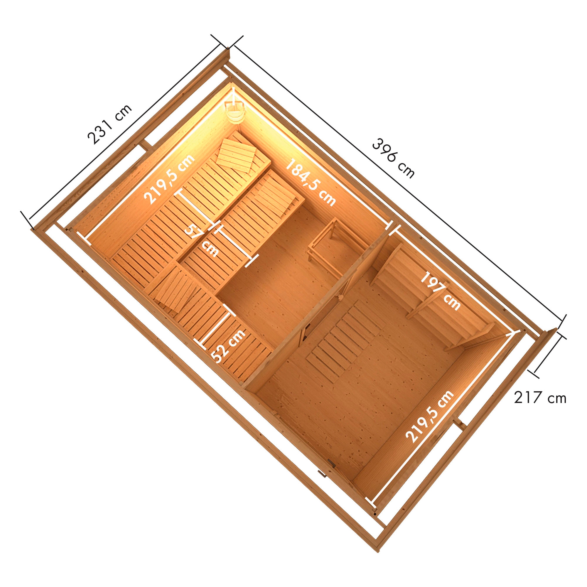 Karibu Saunahaus »»Talo 6« mit Iso-Tür, naturbelassen« Set, 