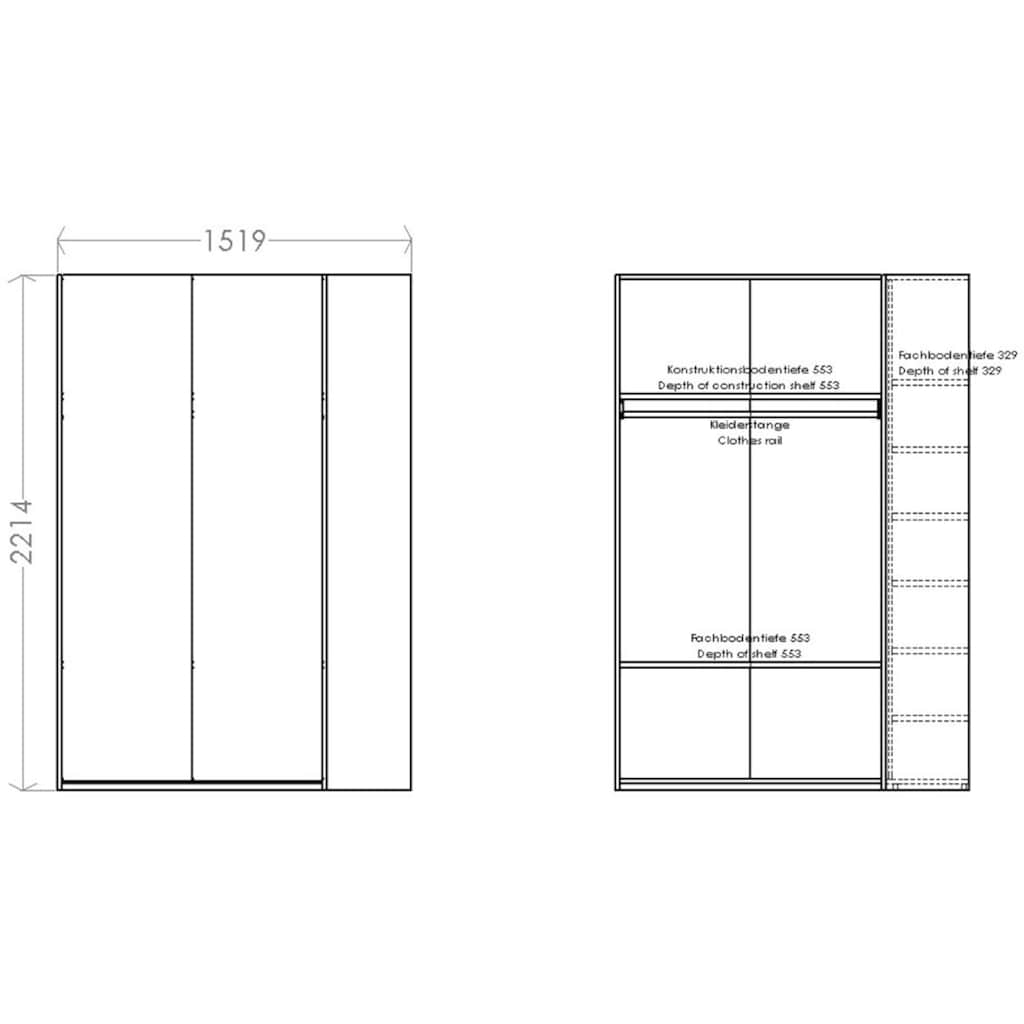 Müller SMALL LIVING Kleiderschrank »Modular Plus Variante 1«, inklusive links oder rechts montierbarem Seitenregal