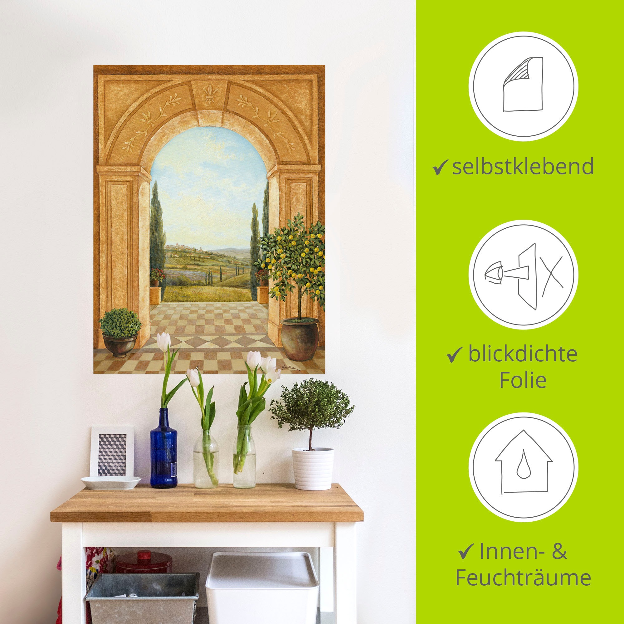 Artland Wandbild »Ausblick mit Zitronenbaum«, Fensterblick, (1 St.), als Leinwandbild, Poster, Wandaufkleber in verschied. Größen