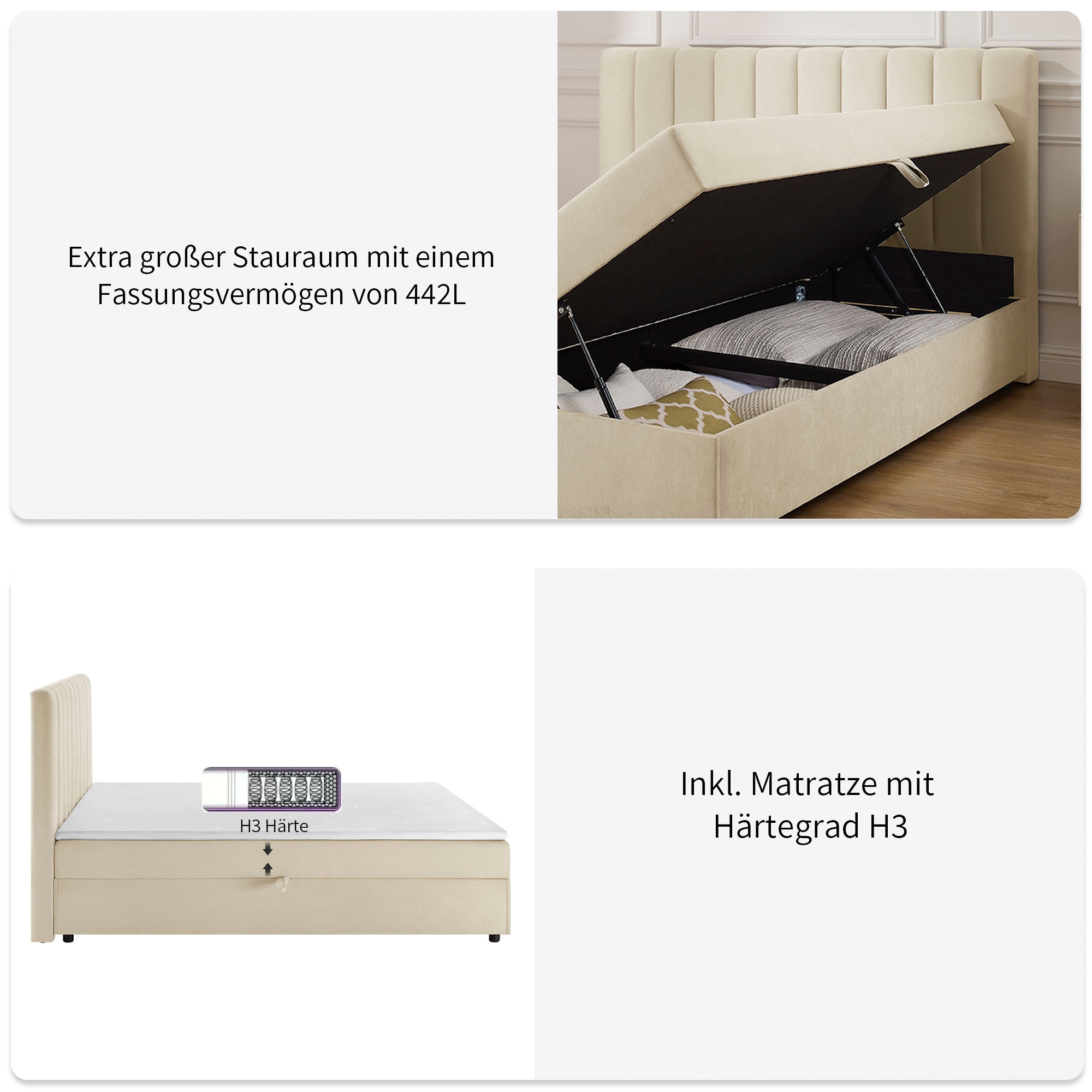 OTTO home Boxbett »Haileyy inkl. Bettkasten und Topper, Liegefläche 180x200cm« erhältlich in der Größe 180x200 cm, inkl. Aufbauvideo
