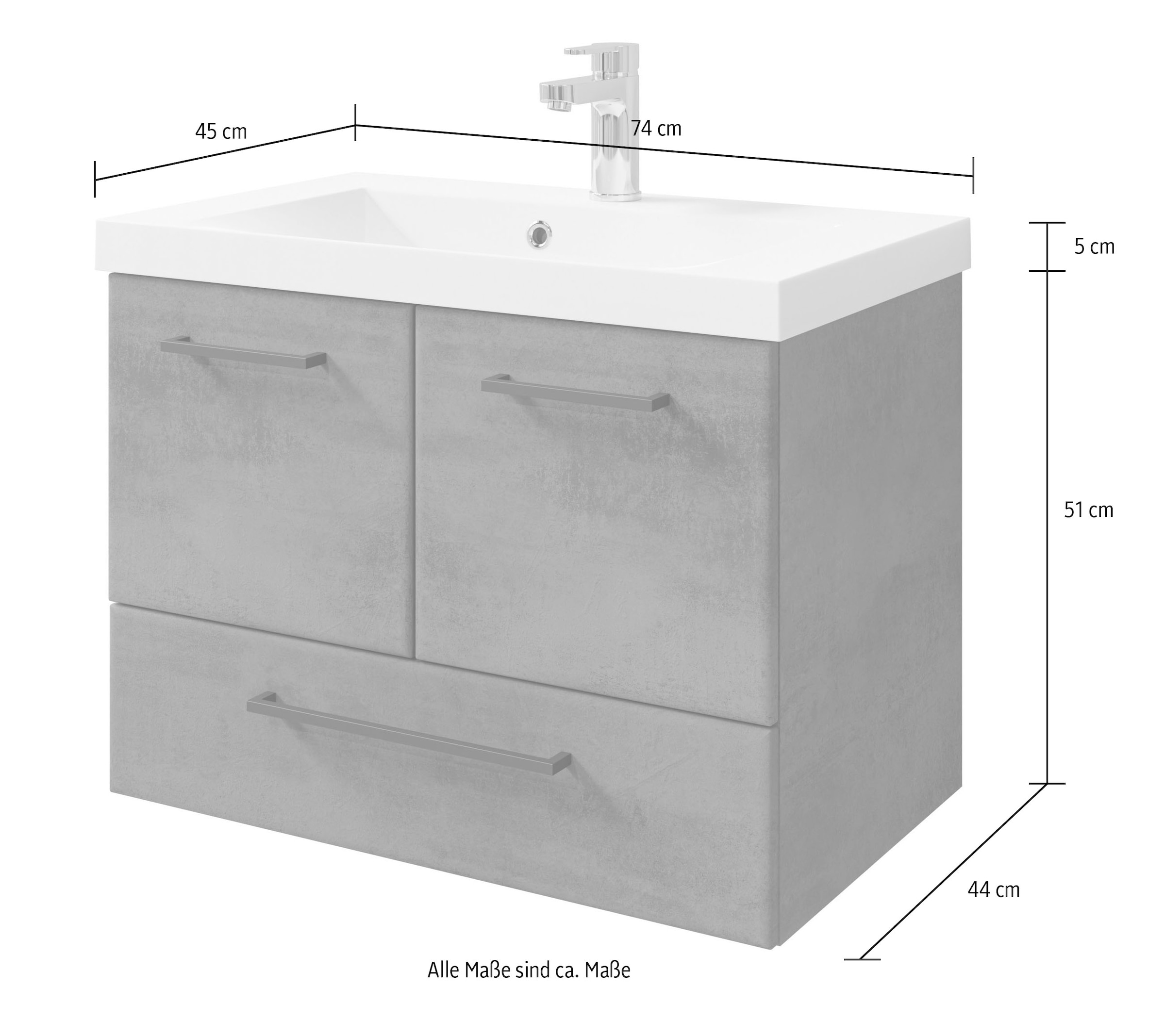 Saphir Badmöbel-Set »Quickset 945 3-teilig, Mineralmarmor-Waschtisch mit LED-Spiegelschrank« 4 Stk. tlg.