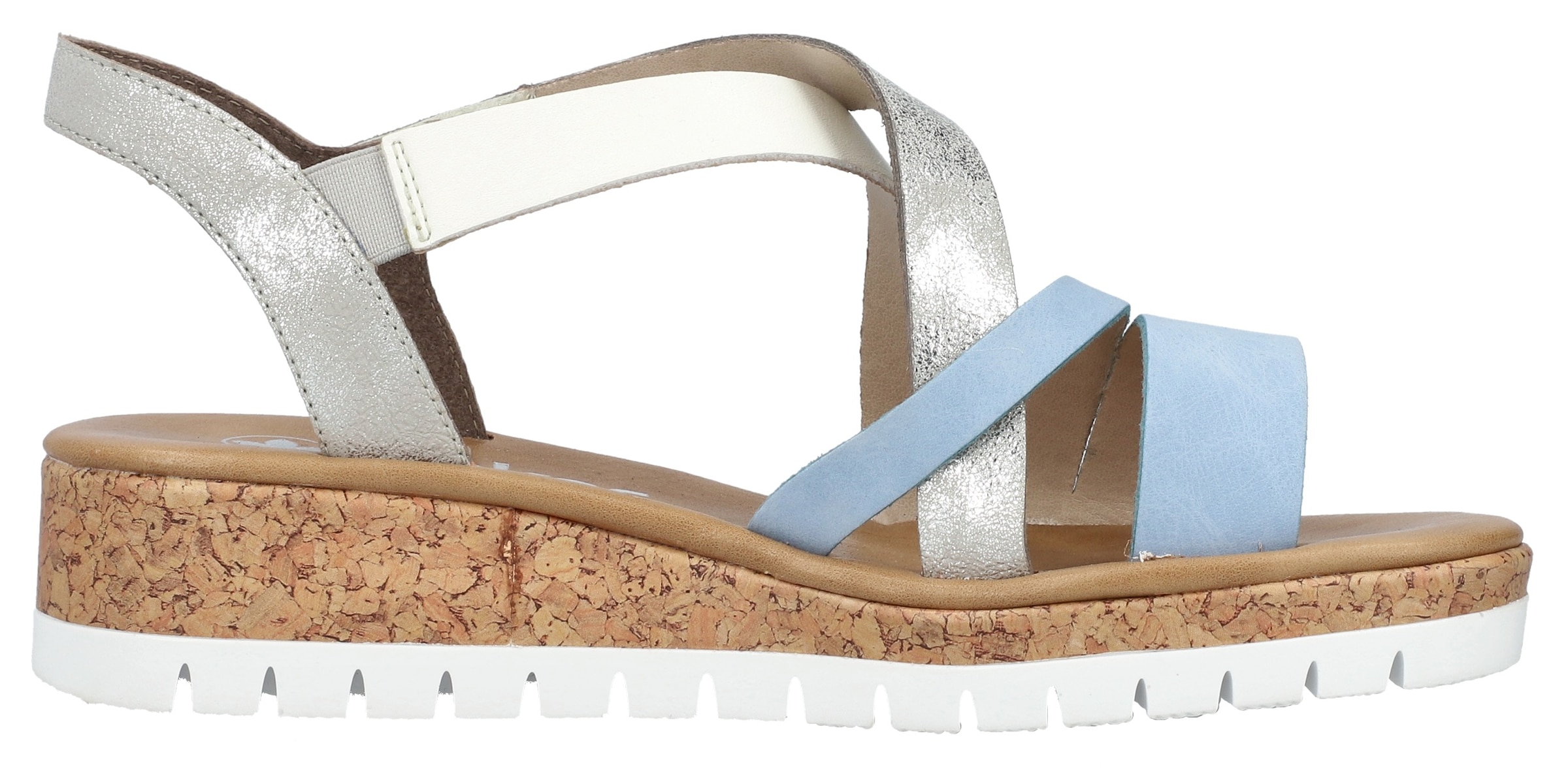 Rieker Keilsandalette, Plateau, Sommerschuh, Riemchensandale mit Metallic, G-Weite