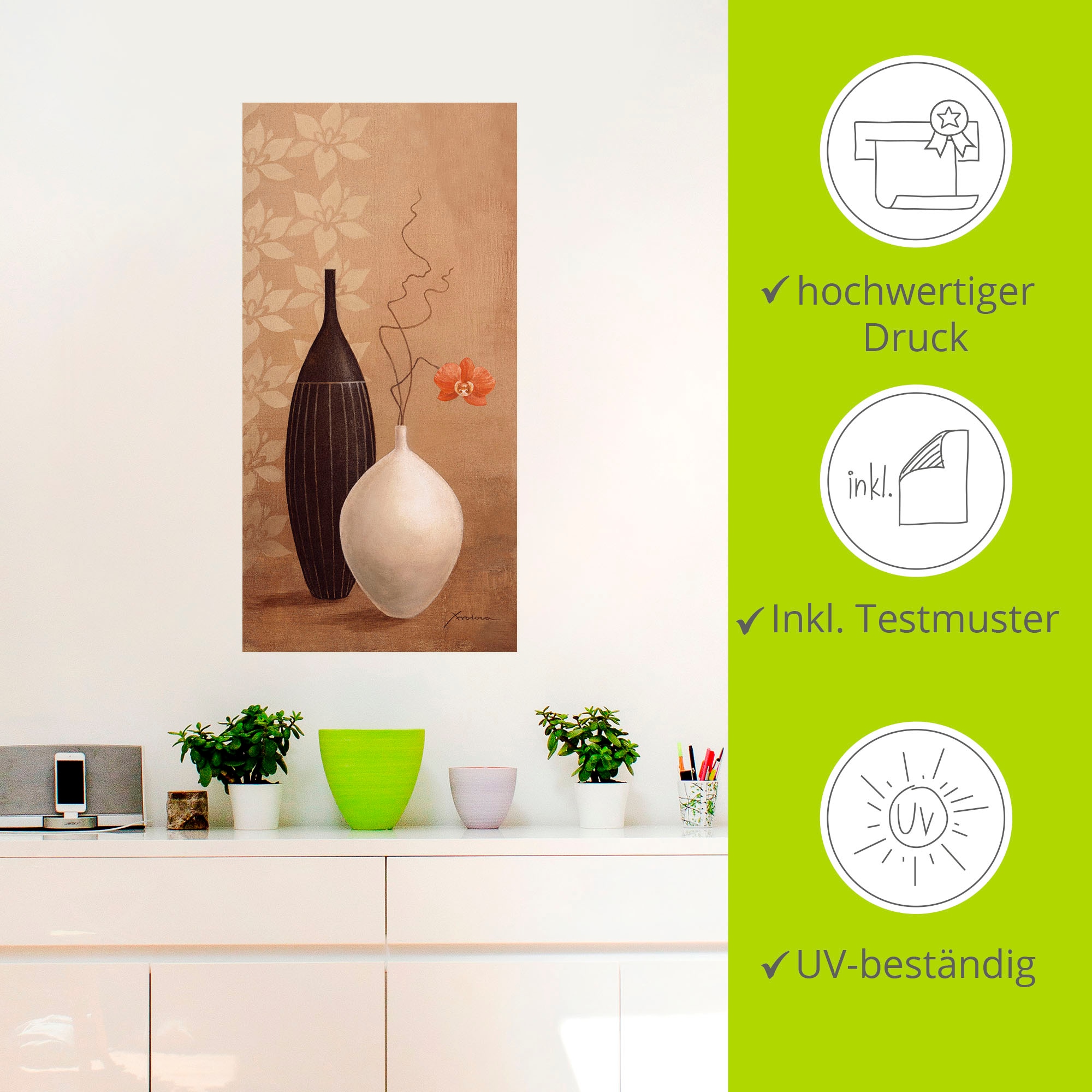 Artland Wandbild »Schmalhalsvase«, Vasen & Töpfe, (1 St.), als Alubild, Outdoorbild, Leinwandbild, Wandaufkleber, versch. Größen
