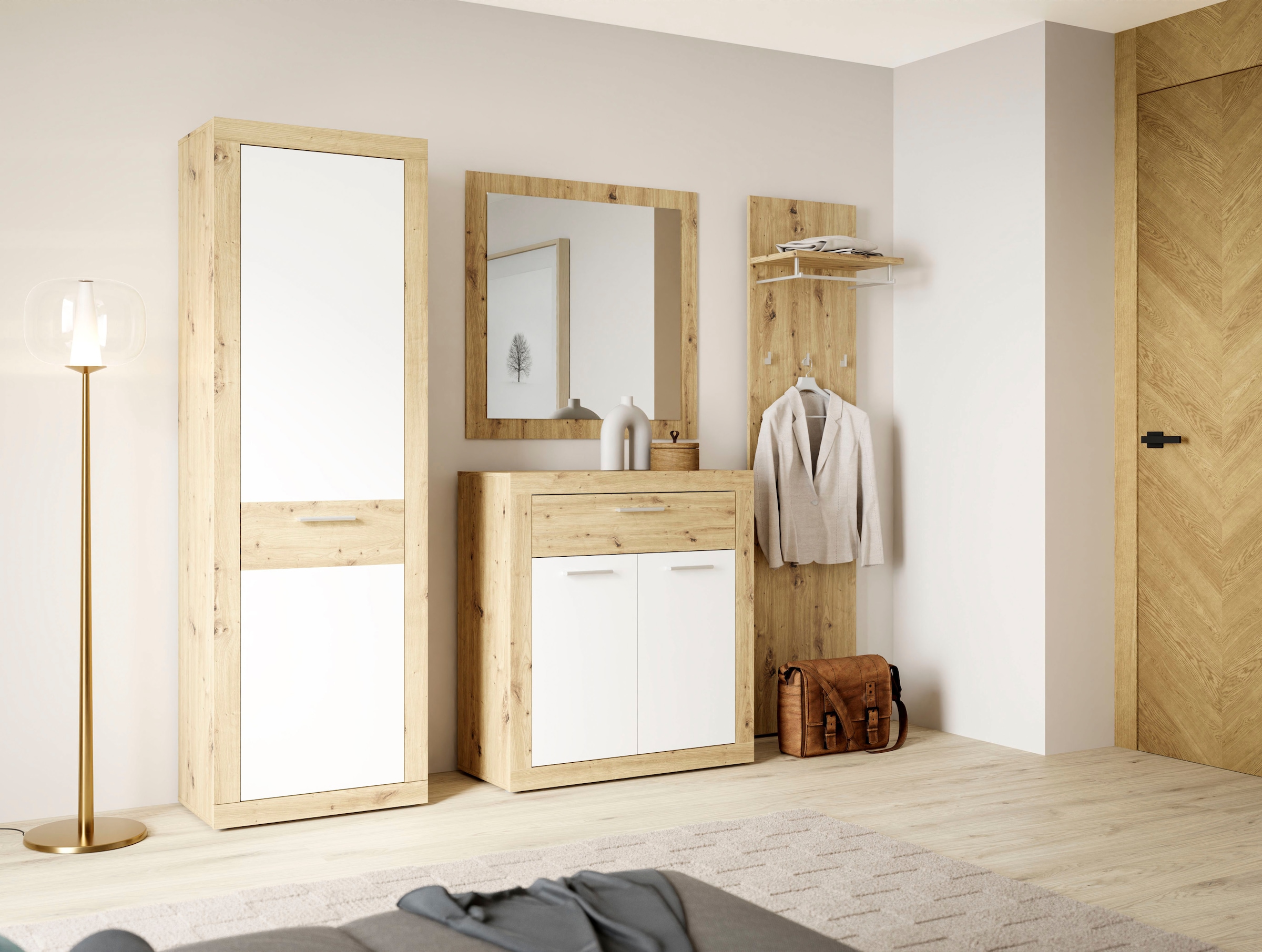 FORTE Garderobenspiegel »Baccio«, (Kombinierbar mit 27097631, 14164136, 96301648), Spiegel, Rahmenoptik, Artisan Eiche