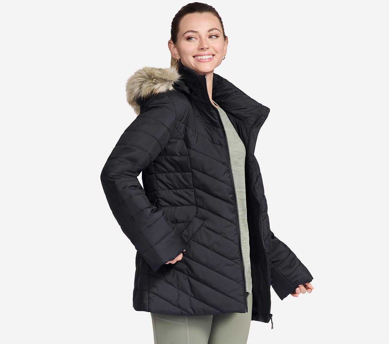 Skechers Winterjacke »ON-THE-GO BELTED PARKA« mit Kapuze mit Gürtel, aus GO SHIELD™ Cozy Fit®-Material