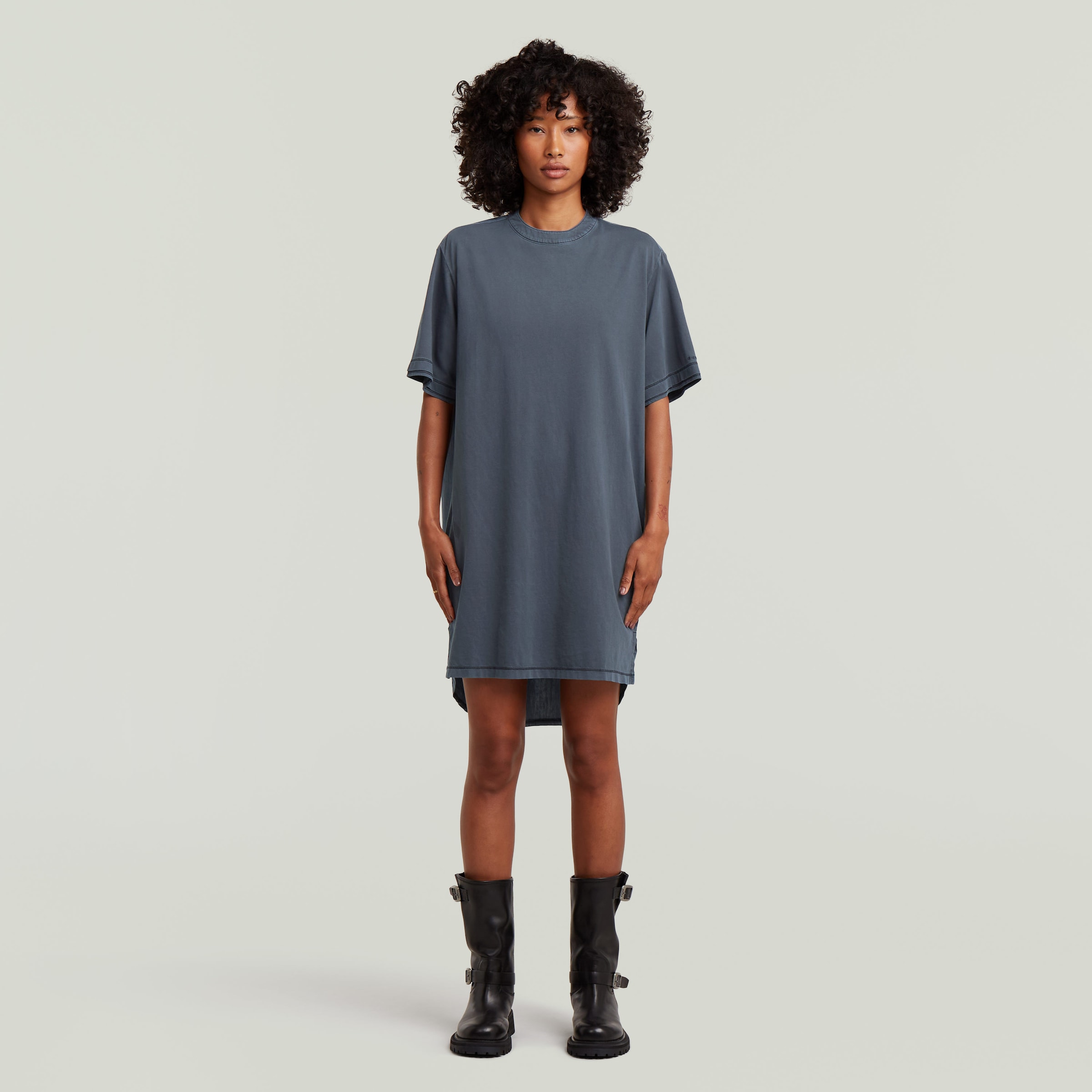 G-STAR Jerseykleid »Woven Mix Washed Jersey Dress Wmn« mit Webdetails, Knopfverschluss