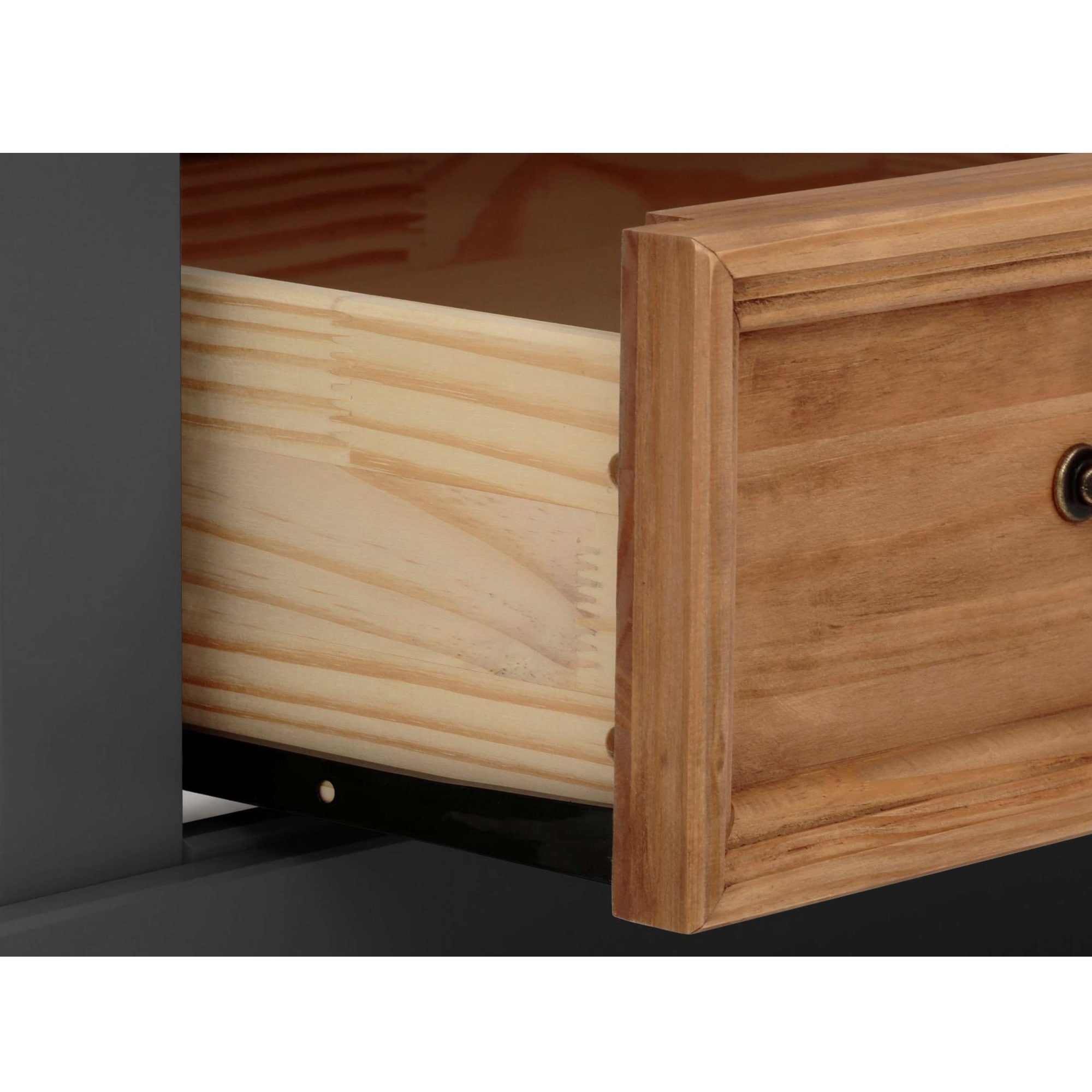Home affaire Vitrine »Selma Highboard«, aus massivem Kiefernholz, mit Griffen aus antikisiertem Metall