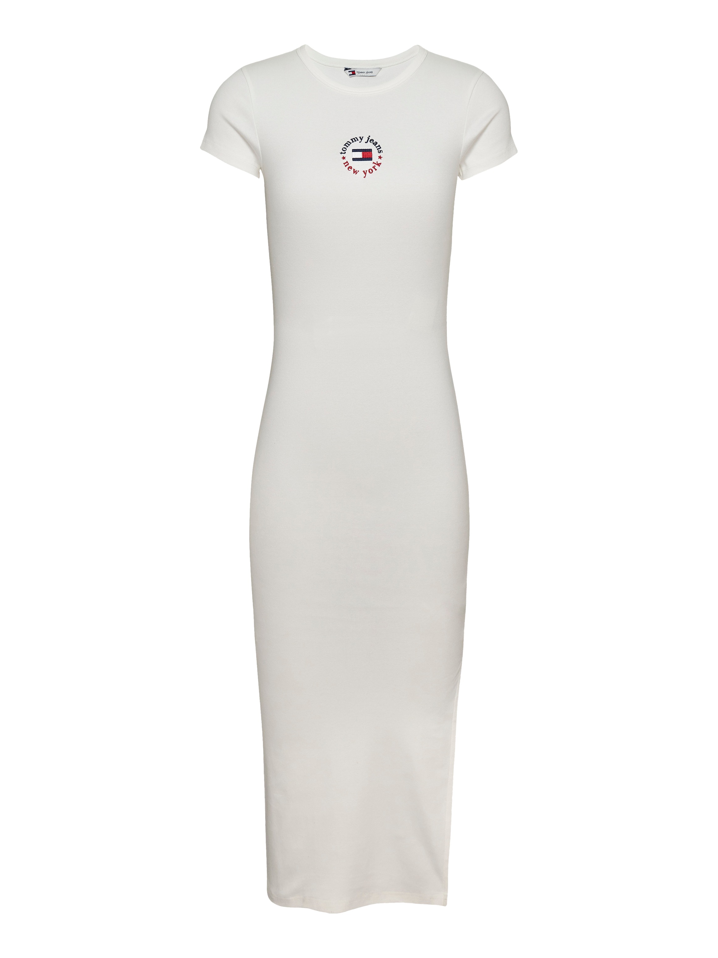 Tommy Jeans Jerseykleid »TJW BODYCON LOGO 2 DRESS«, mit Logostickerei, mit Kurzarm, in Midi-Länge