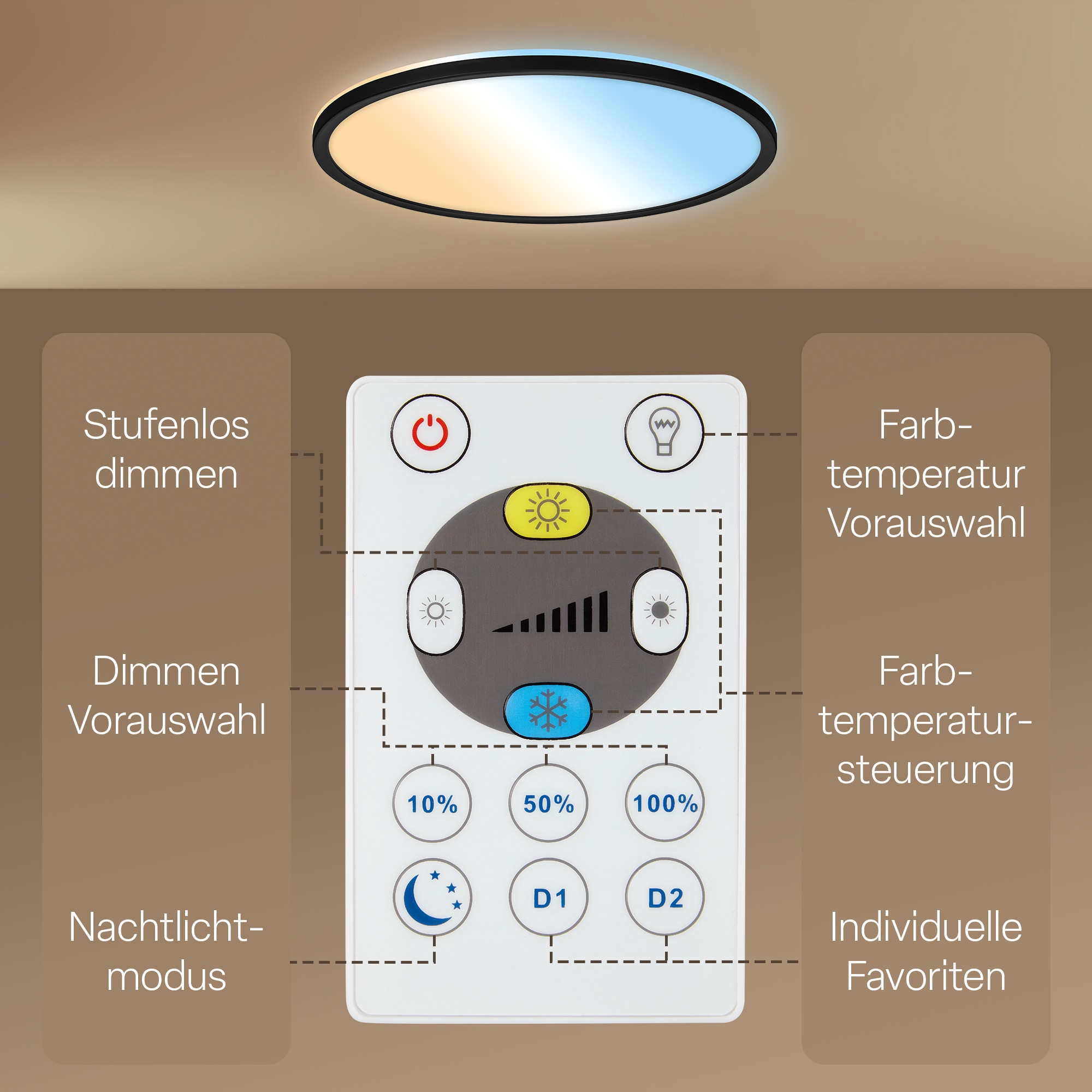 B.K.Licht LED Panel »SHALLOW« LED-Board 1 Stk. warmweiß - kaltweiß 42x3 cm, Badlampe, Badezimmer, Küche, Wohnzimmer