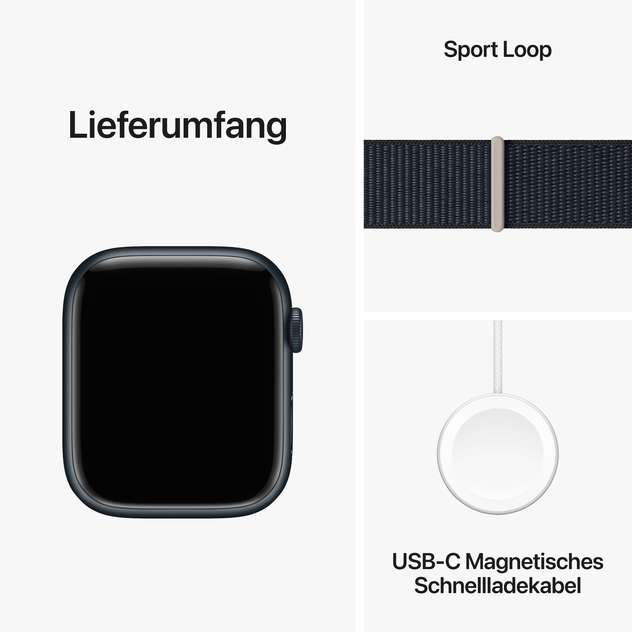 Apple Smartwatch »Watch Series 9 Aluminium«, (4,5 cm / 1,77 Zoll), Watch OS 10, Sport Loop)