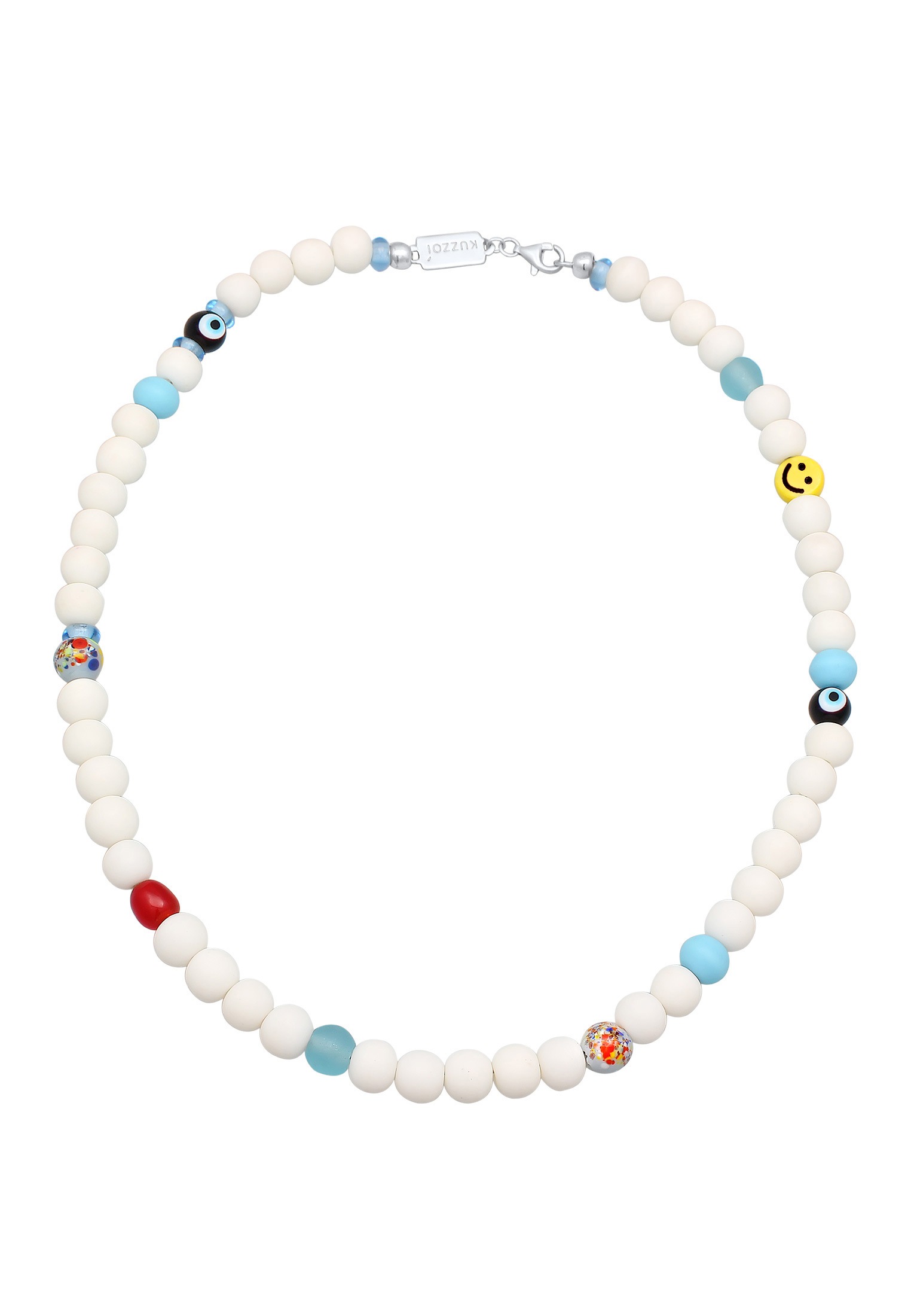 Kuzzoi Silberkette »Halskette Smiling Bead Glas Harz Perlen 925 Silber«