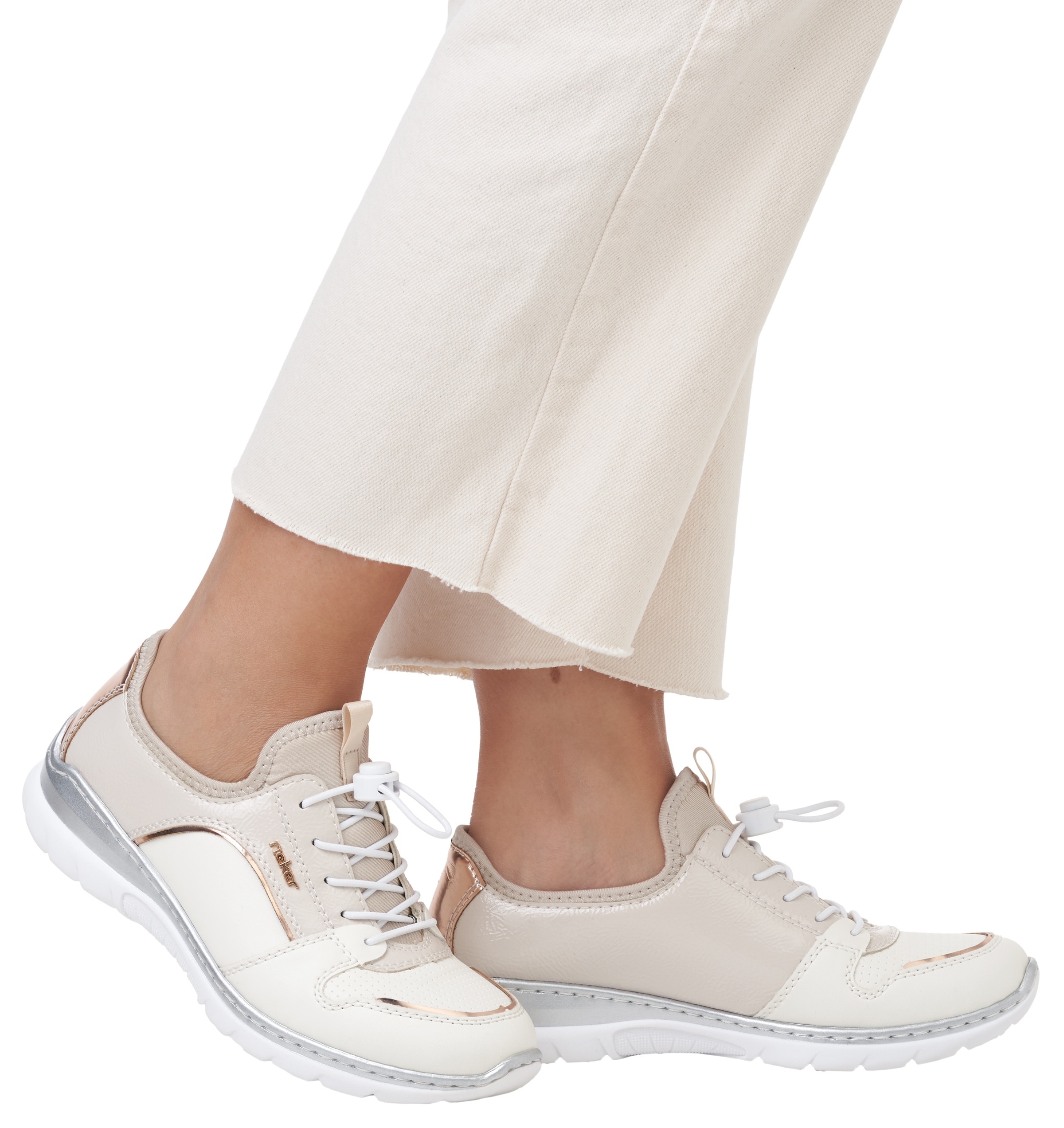 Rieker Slip-On Sneaker, Slipper, Schlupfschuh, Freizeitschuh mit Gummizug und Elastikeinstieg