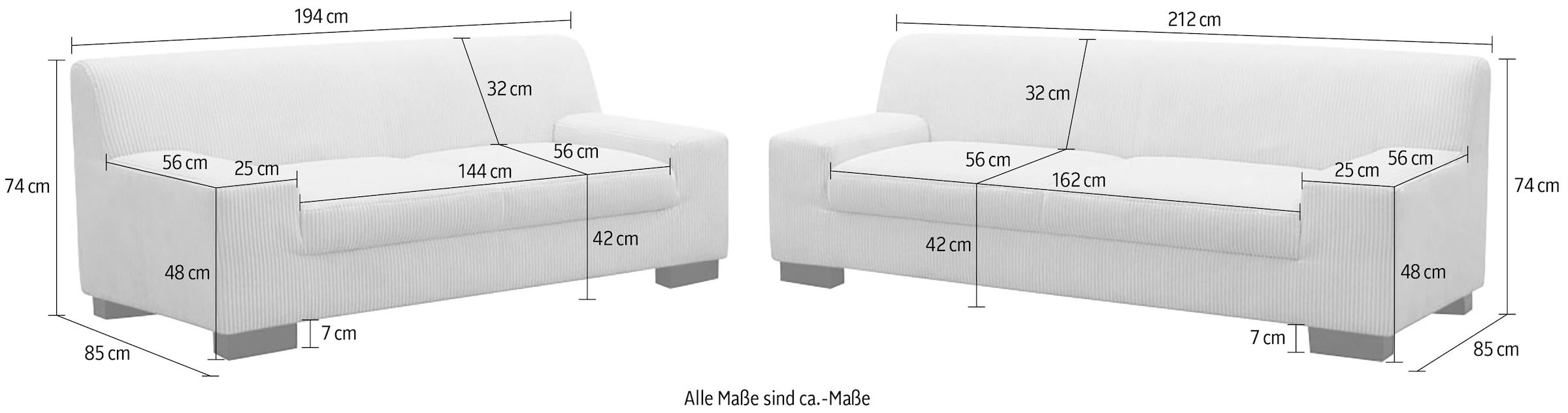 OTTO home Polstergarnitur »Faxe aus 2-Sitzer und 3-Sitzer« Set, 2 tlg. aus pflegeleichtem, weichem Bezugsstoff