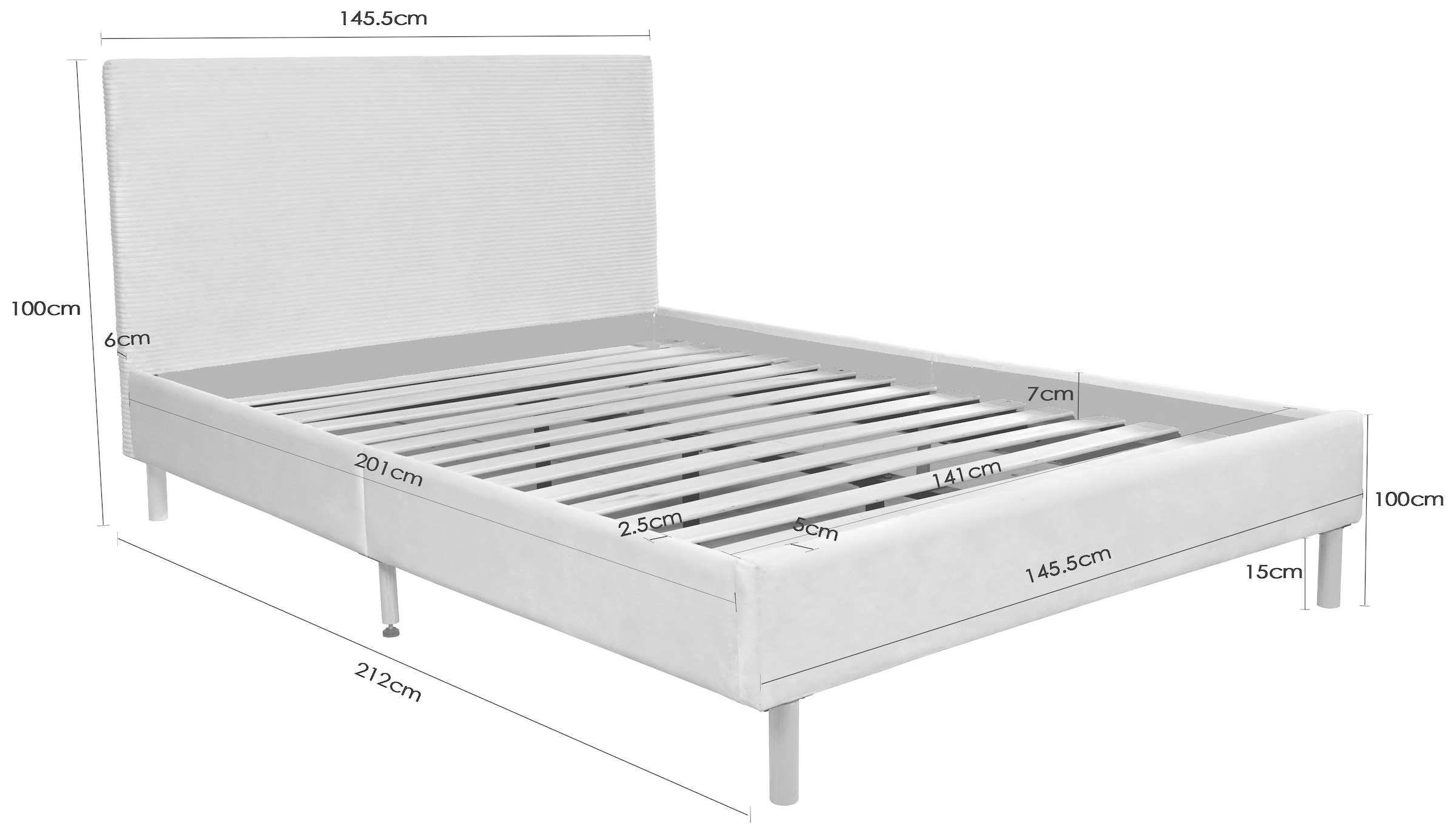 Home affaire Polsterbett »Armandine inkl. Lattenrost«, Kopfteil mit Cordbezug, erhältlich in den Breiten 140cm & 180cm