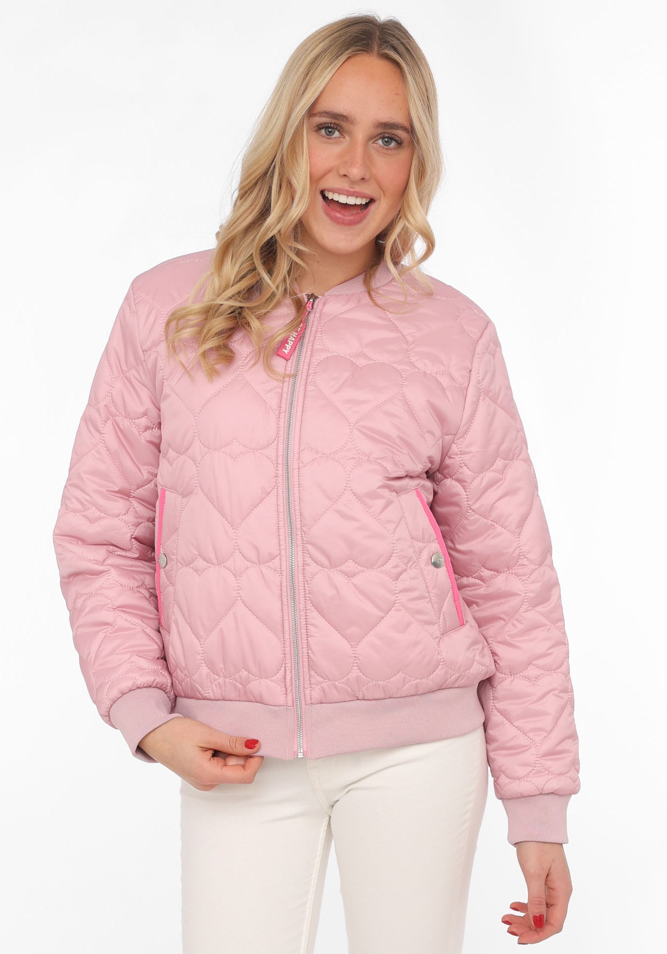 Zwillingsherz Bomberjacke, ohne Kapuze, modisch, Kontrastdetails, regular fit, langärmelig