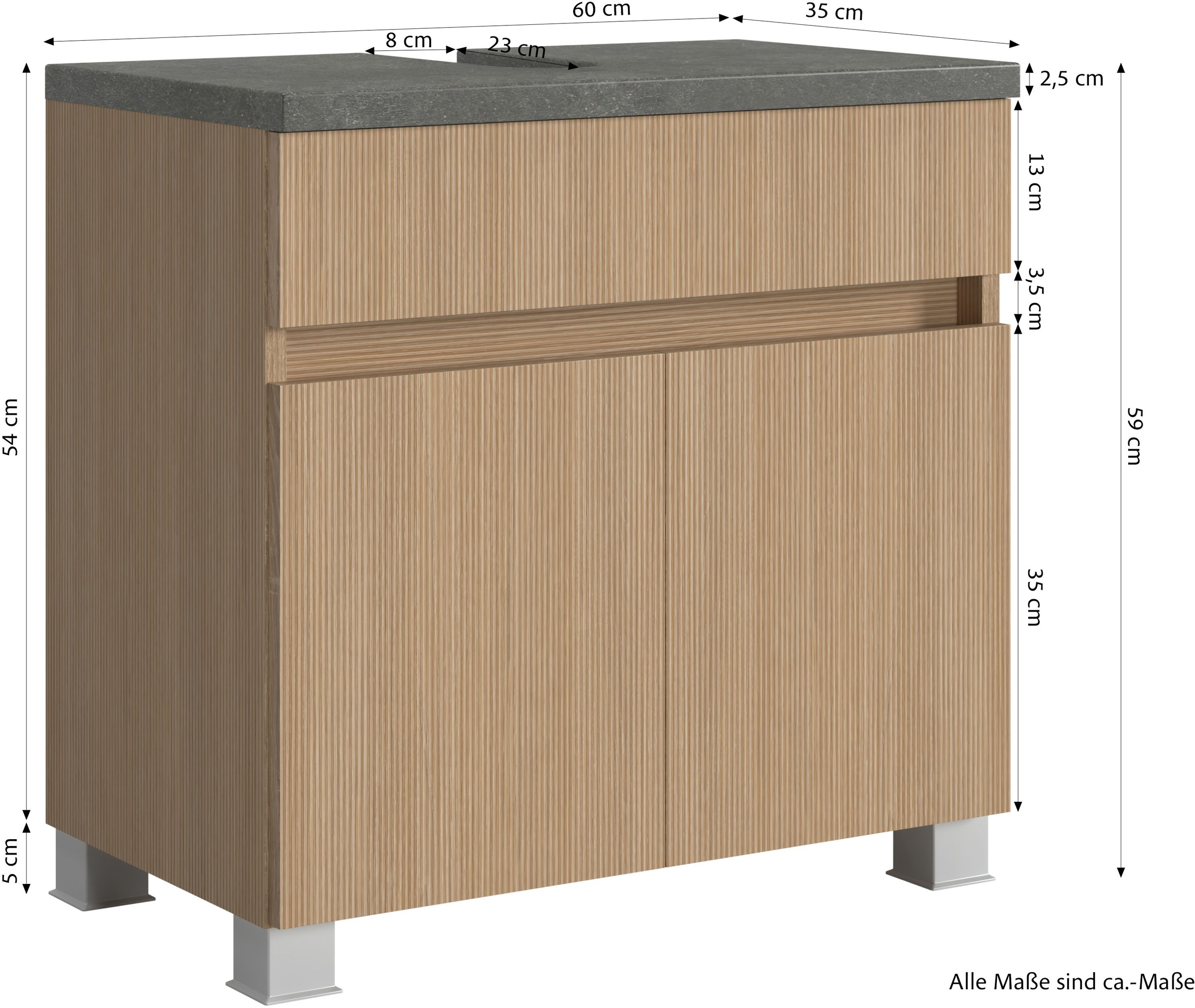 welltime Badmöbel-Set »EIXO, Set aus Spiegelschrank und Unterbeckenschrank«, 60 cm breit, Badmöbel mit LED-Beleuchtung