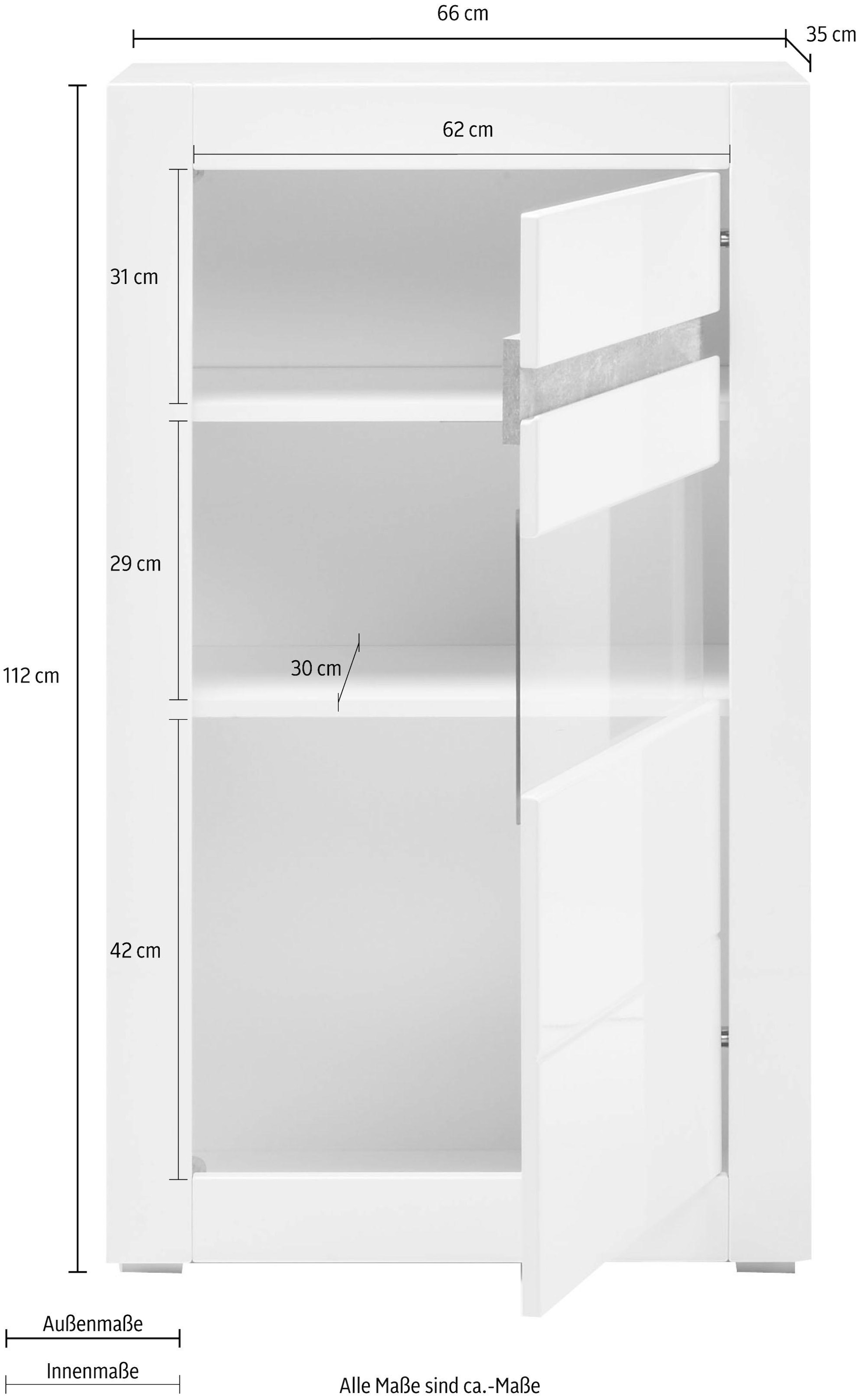 INOSIGN Vitrine »Carat«, Höhe 112 cm, wendbare Blende