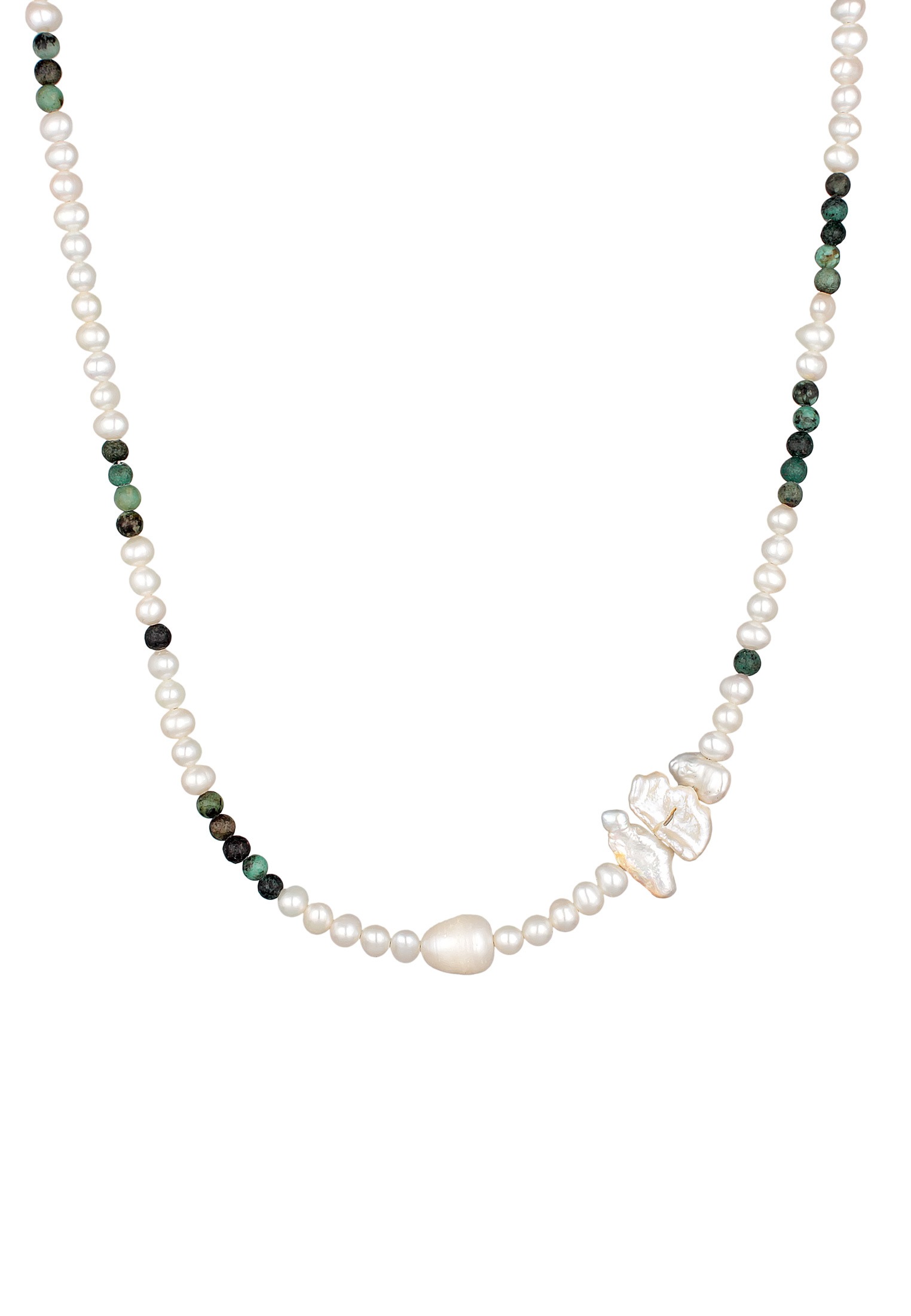 HAZE & GLORY Silberkette »Halskette Süßwasserperlen Afrikanischer Türkis T-Bar 925 Silber«