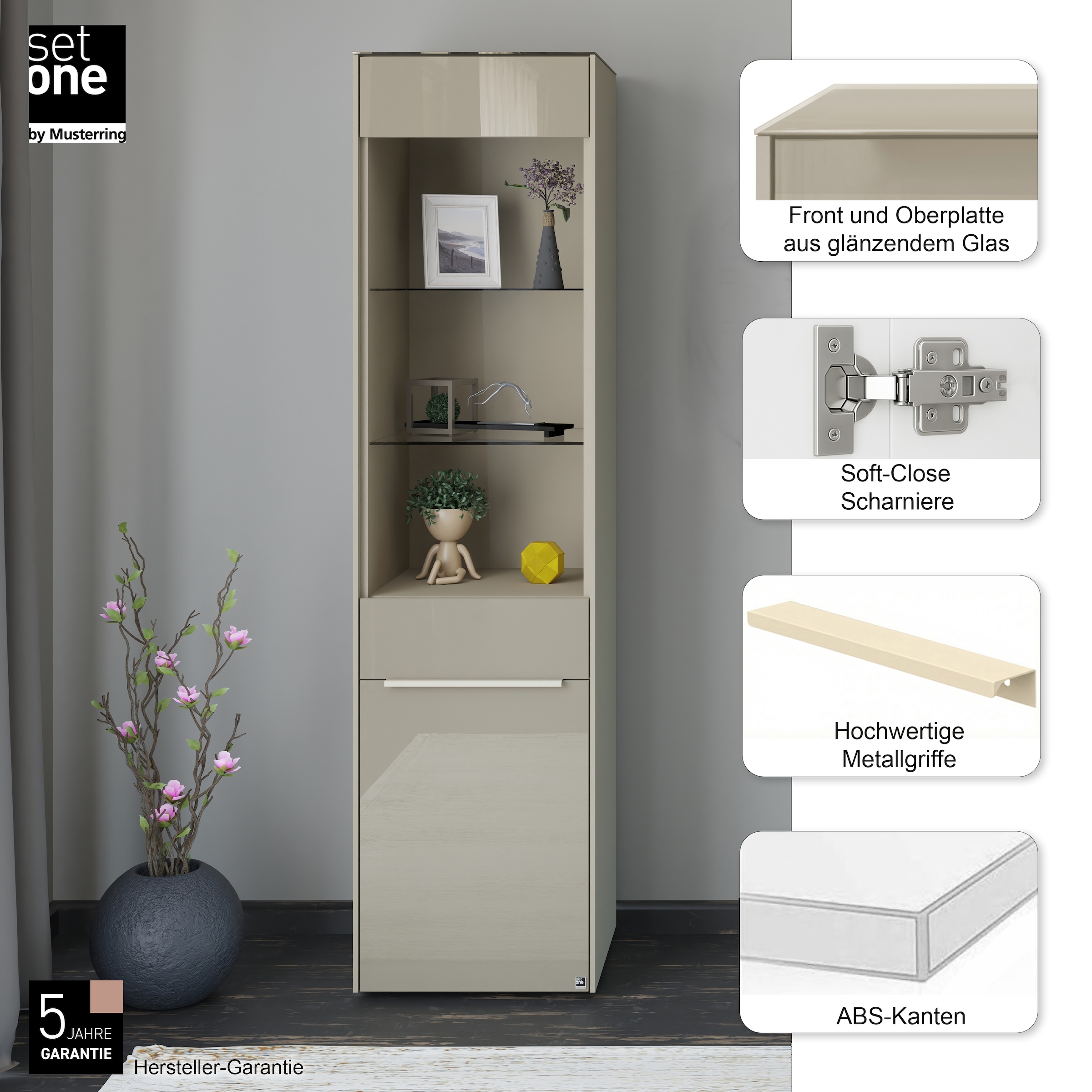 set one by Musterring Standvitrine »Reno« 1 Stk. tlg. Mit Gleitern und in verschiedenen Farben erhältlich