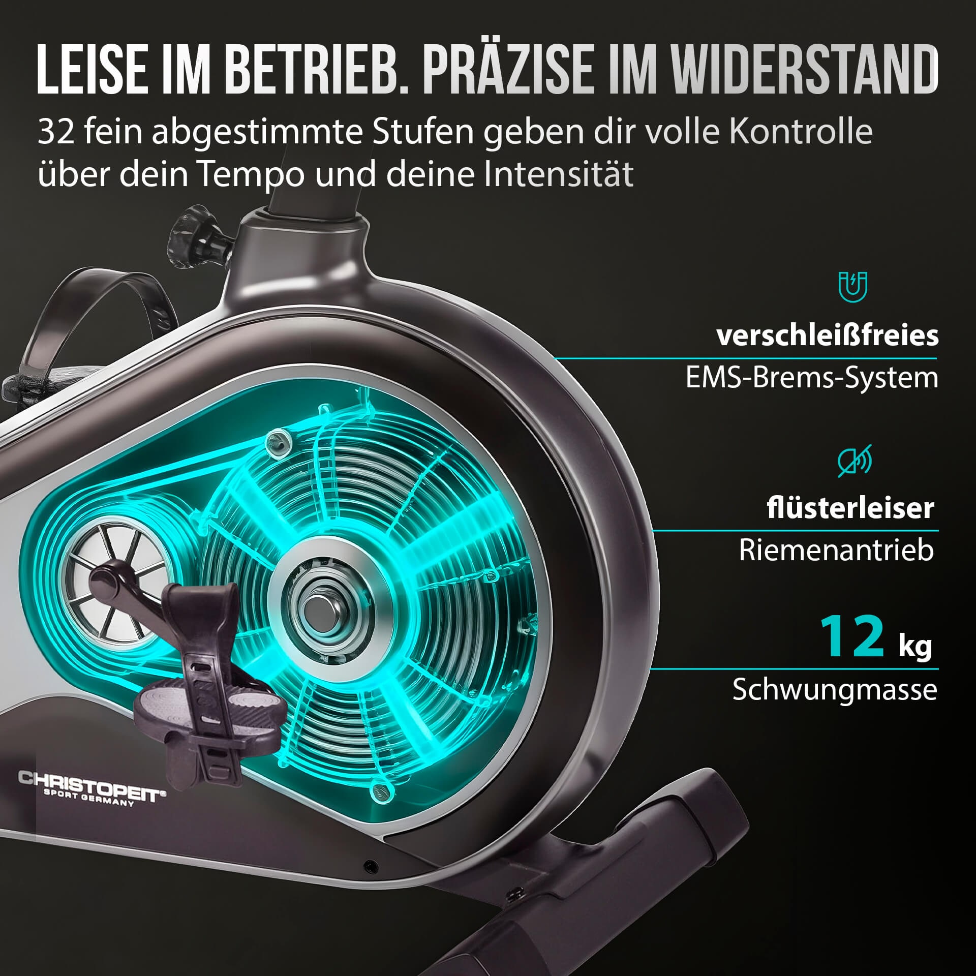 Christopeit Sport® Ergometer »EM 8000« 150 kg max. Benutzergewicht, Fahrrad, 32 Widerstandsstufen