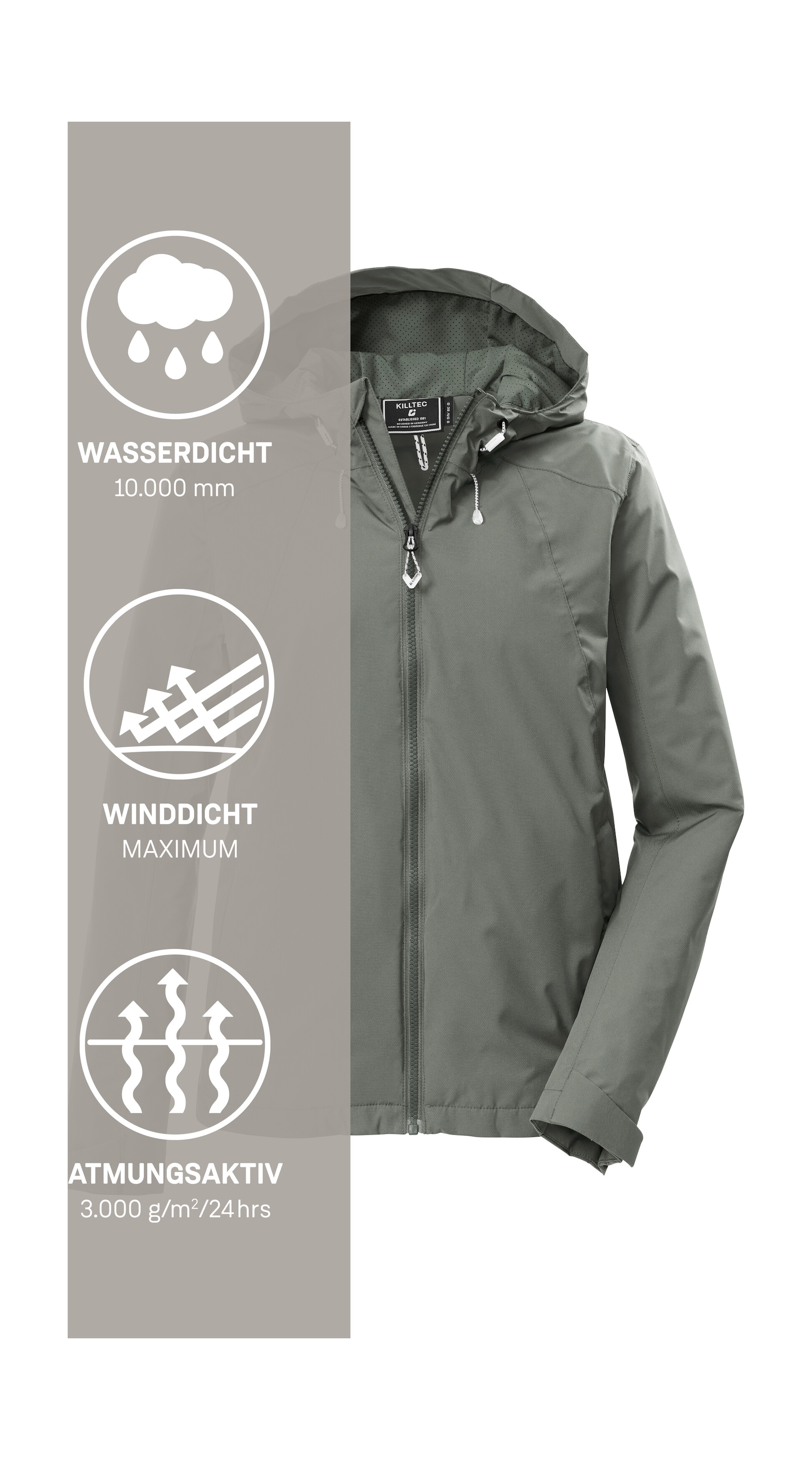 Killtec Funktionsjacke »KOS 72 WMN JCKT« Wasser- und winddicht, atmungsaktiv, verstellbare Kapuze