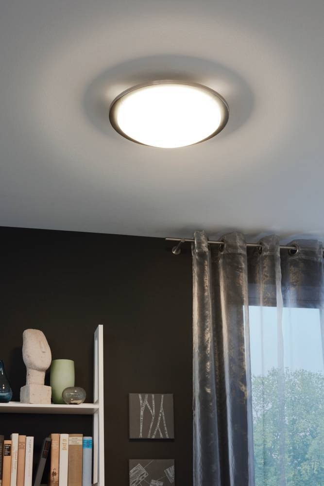 EGLO Deckenleuchte »PLANET Deckenlampe, silber, weißes satiniertes Glas, Küchenlampe, E27« E27 1 Stk. Wohnzimmerlampe, Flurlampe, Esszimmer, Büro, zeitlos, 29x29x8,5cm