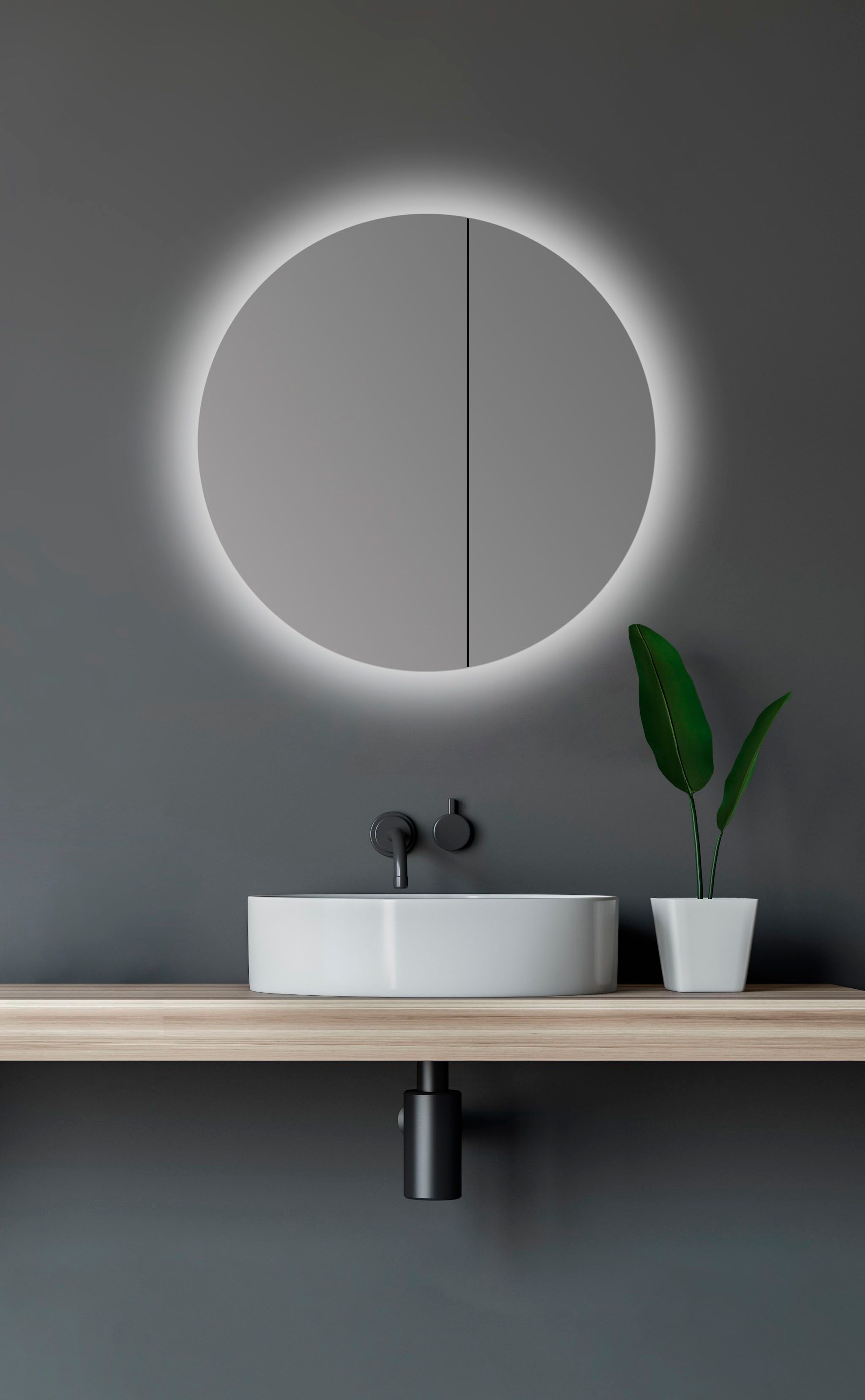 Talos Badezimmerspiegelschrank, Ø: 60 cm, kaufen XXL Jahren mit aus Garantie IP24 | Aluminium und Echtglas, LED-Beleuchtung, online 3
