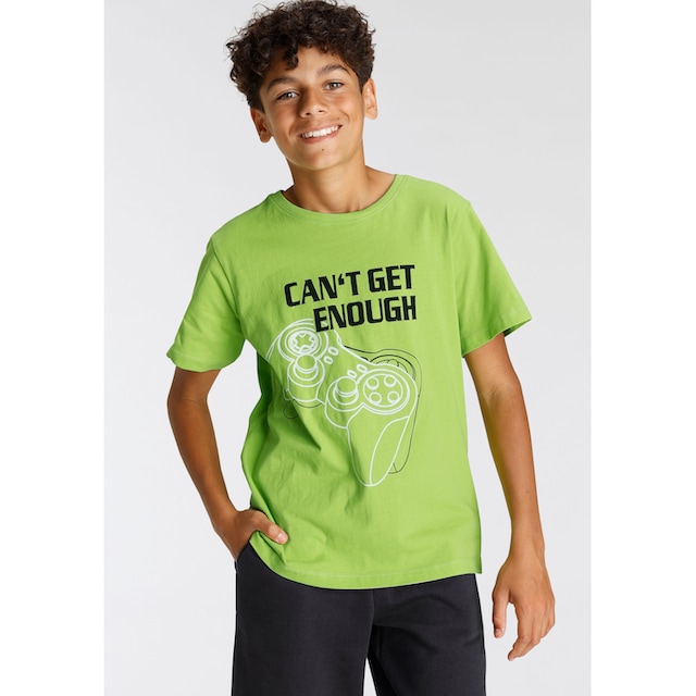 KIDSWORLD T-Shirt & Bermudas »CAN´T GET ENOUGH - Spruch«, (Set, 2 tlg., 2),  Gamer-Print bequem bestellen