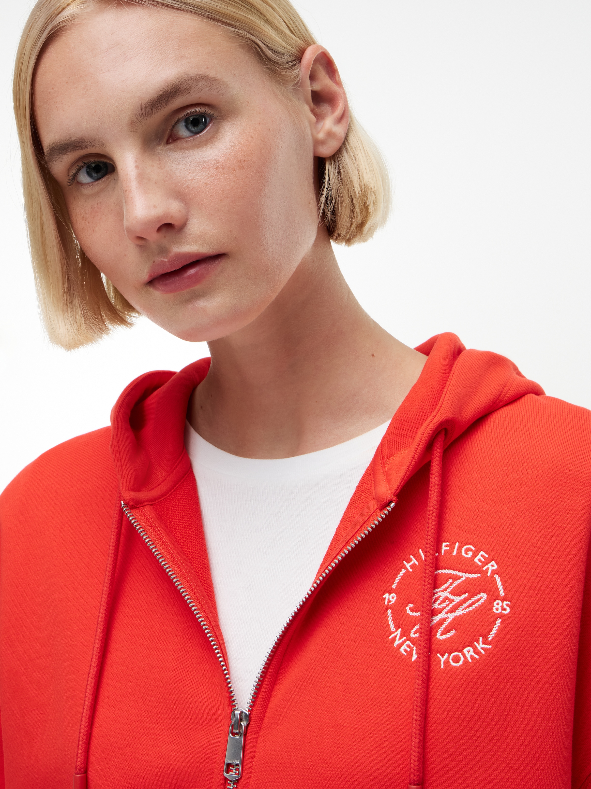 Tommy Hilfiger Kapuzensweatjacke »TH ROUNDAL ZIP-UP HOODIE« Baumwolle, Kapuze, Kängurutaschen