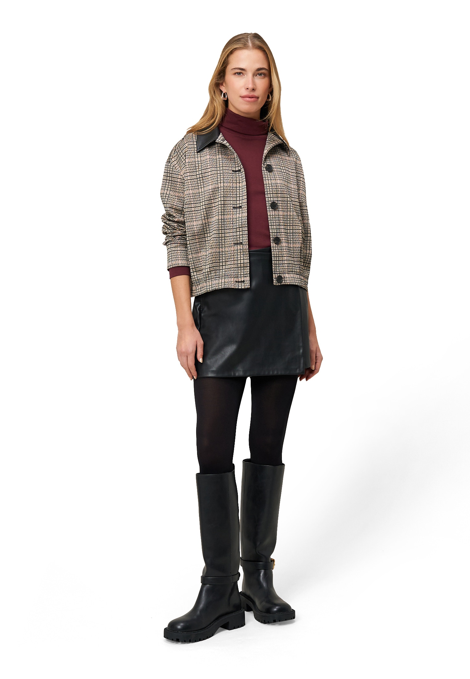 Zero Kurzblazer »Karo-Jacke mit Knopfleiste«