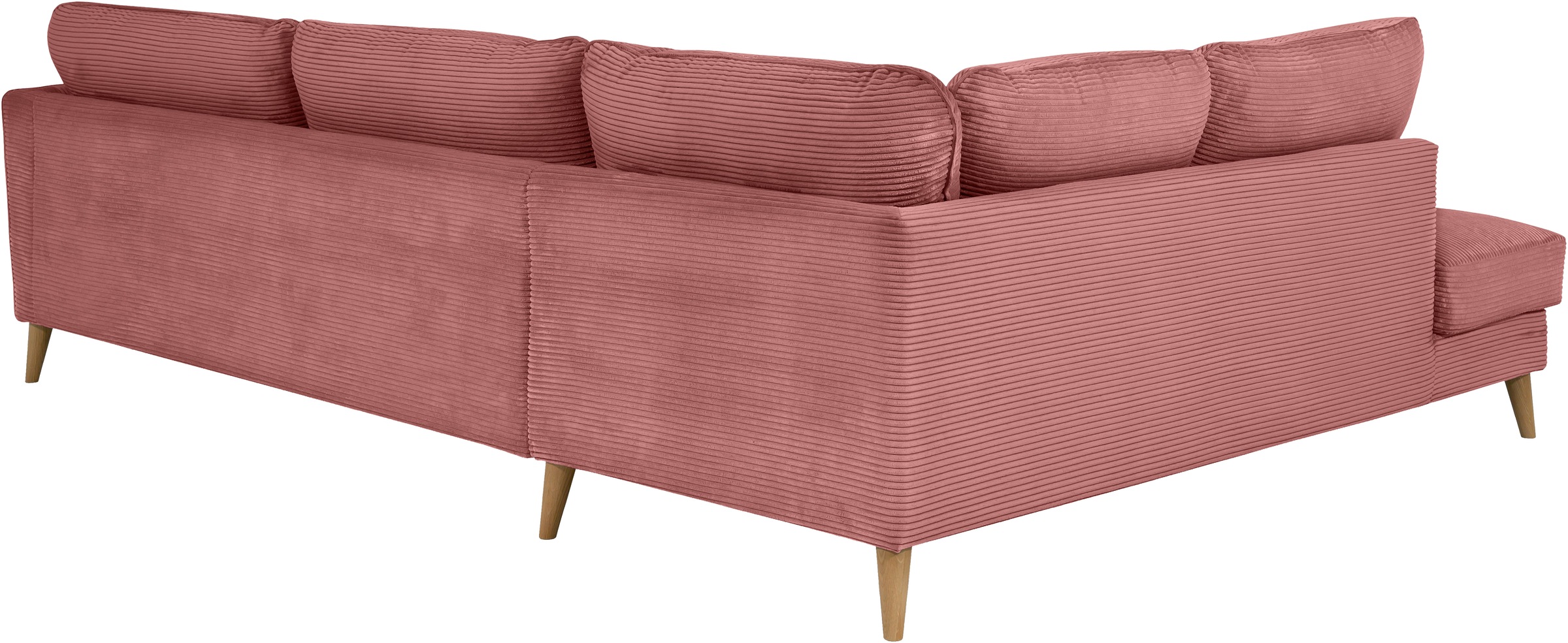Home affaire Ecksofa »MARSEILLE 278/202 cm, L-Form, Ottom. rechts/links, verschiedene Bezüge«, Massivholzbeine Eiche, Landhausstil, Wellenunterfederung