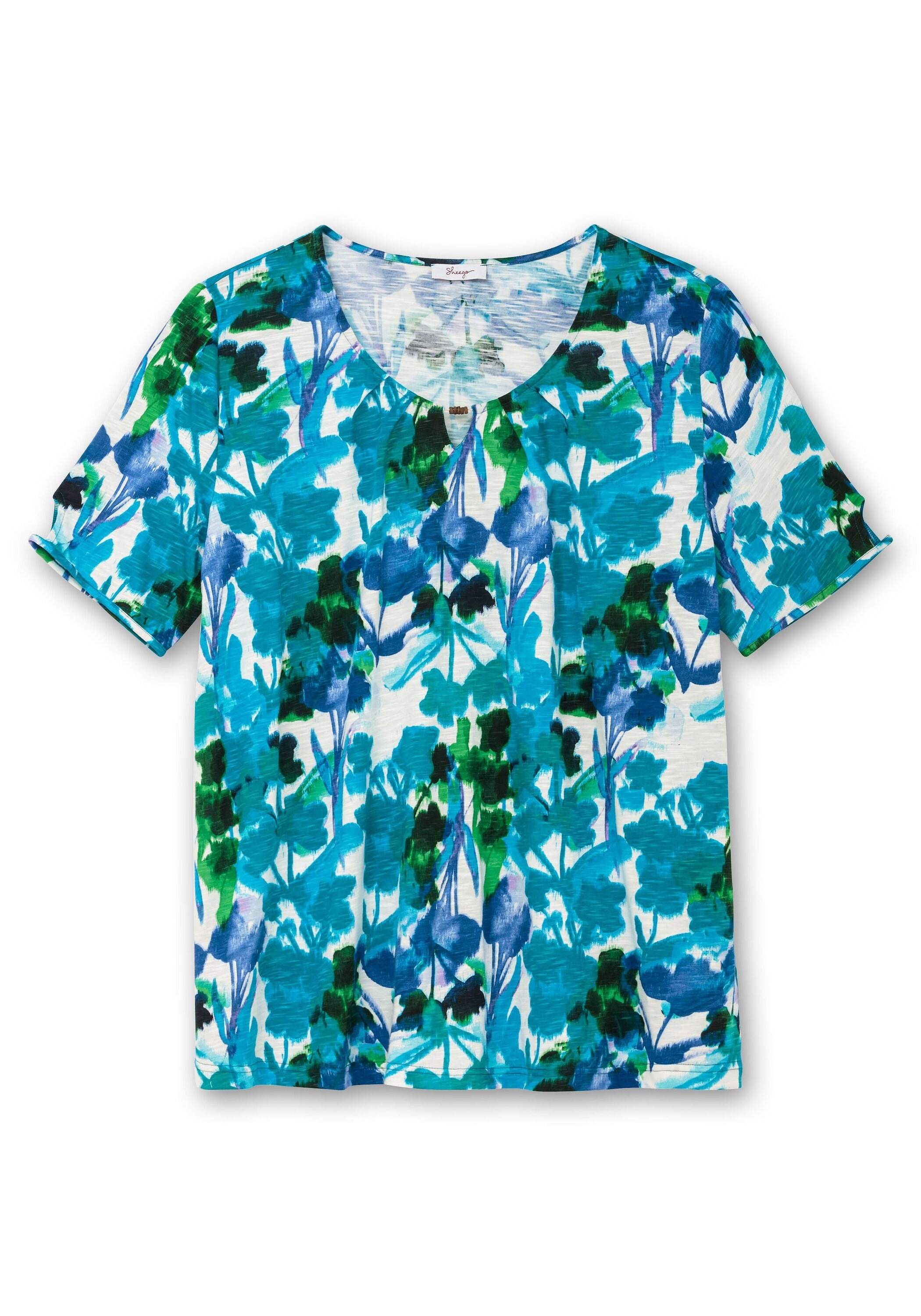 Sheego T-Shirt »Shirt mit Blätterprint und Perlen-Detail«