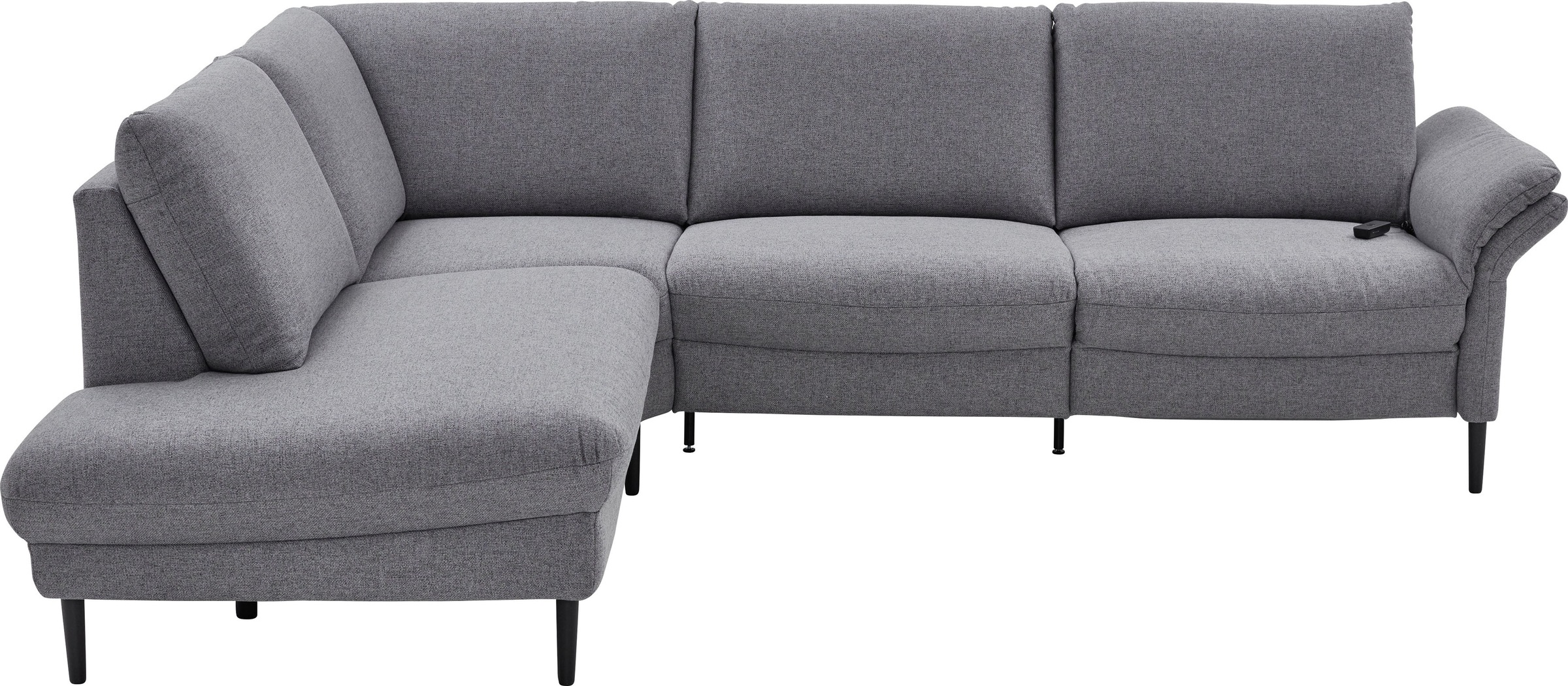 Places of Style Ecksofa »Sarsina: mit Tonnentaschen-Federkern, perfekt zum Entspannen L-Form«, inklusive 2 motorischen Relaxfunktionen mit Herz-Waage-Beschlag